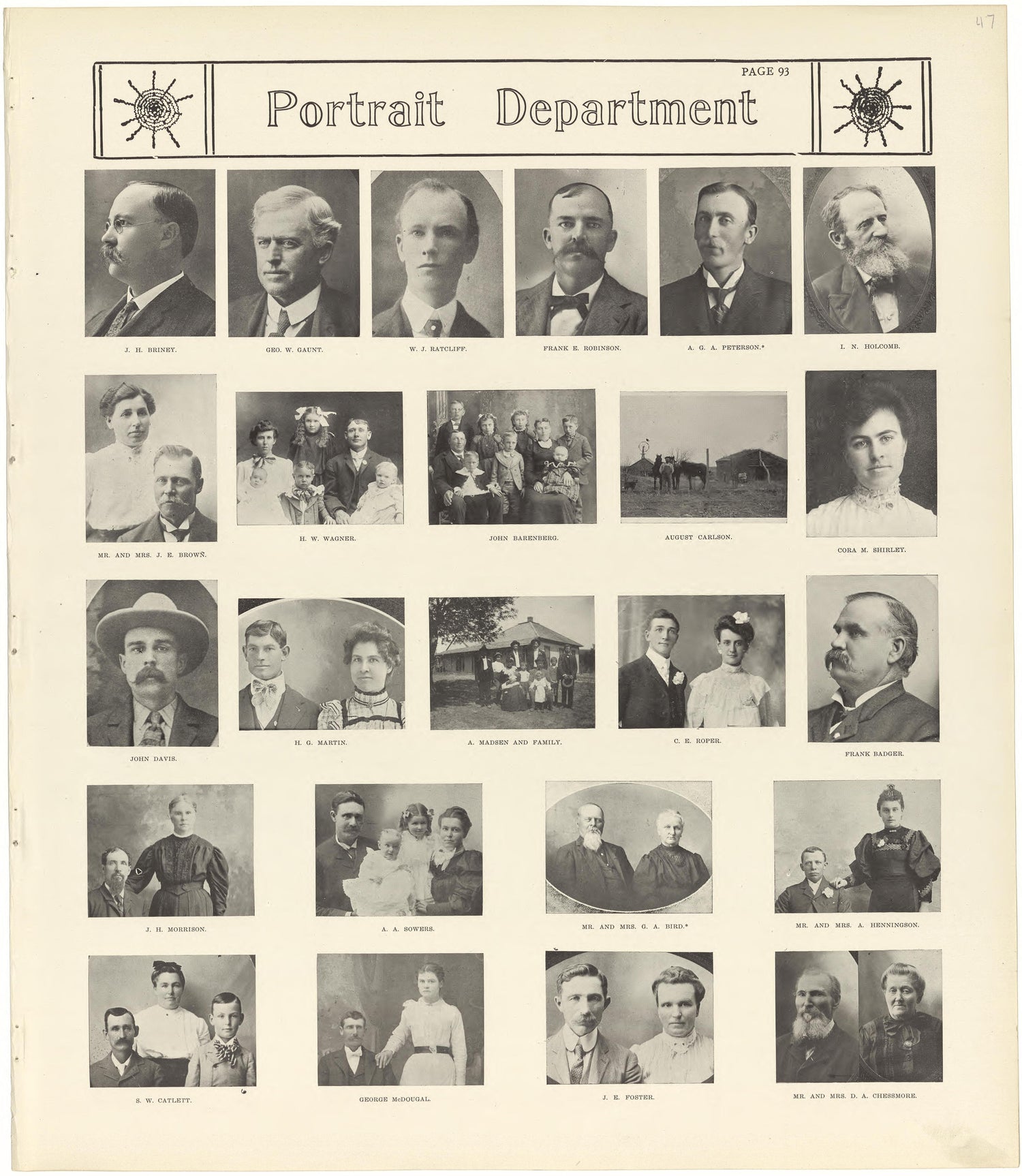 Portrait Department Continued from Standard Atlas of Rawlins County, Kansas : Including a Plat Book of the Villages, Cities and Townships of the County, Map of the State, United States and World, Patrons Directory, Reference Business … 1906 by Relic Map Company