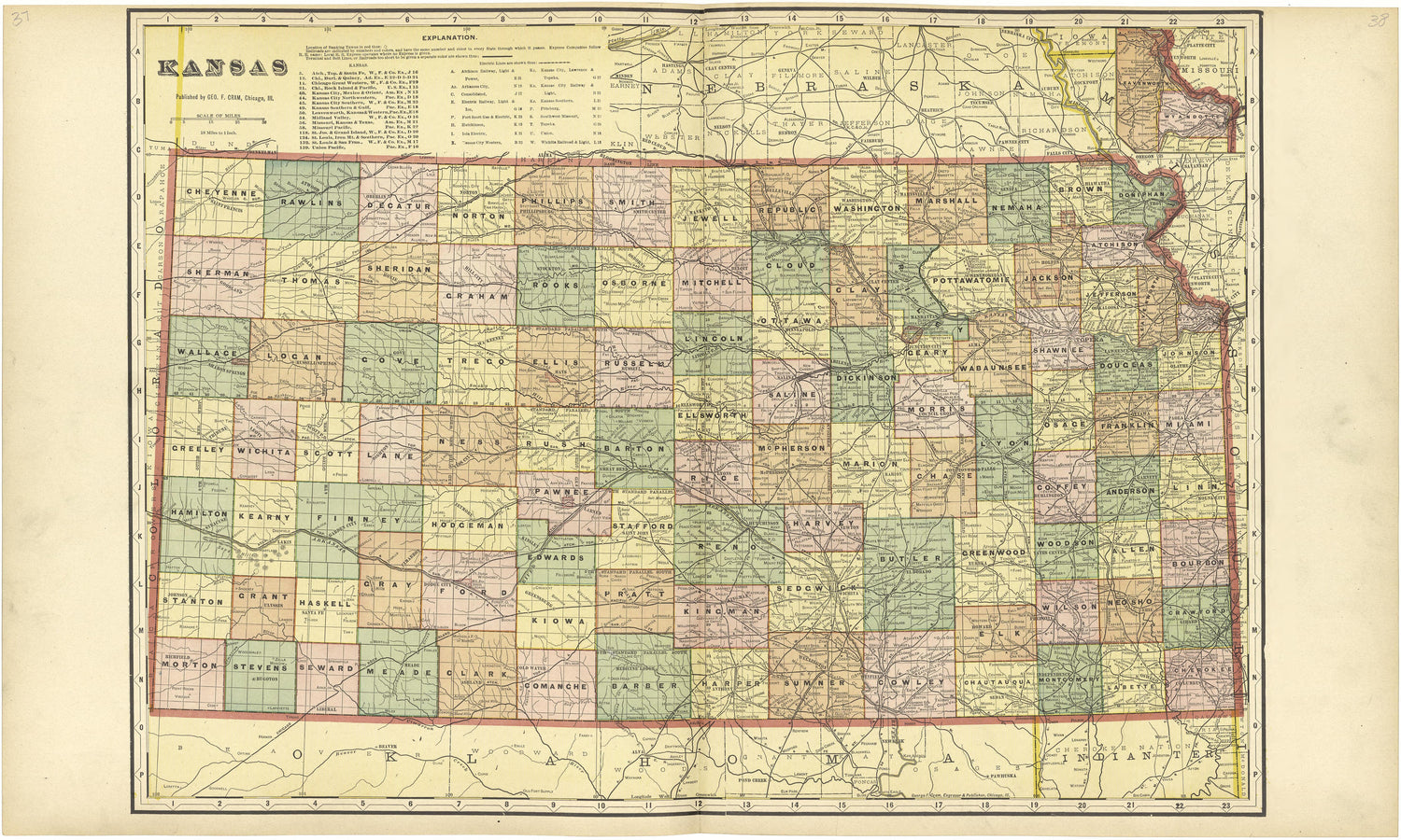 Kansas from Standard Atlas of Rawlins County, Kansas : Including a Plat Book of the Villages, Cities and Townships of the County, Map of the State, United States and World, Patrons Directory, Reference Business … 1906 by Relic Map Company