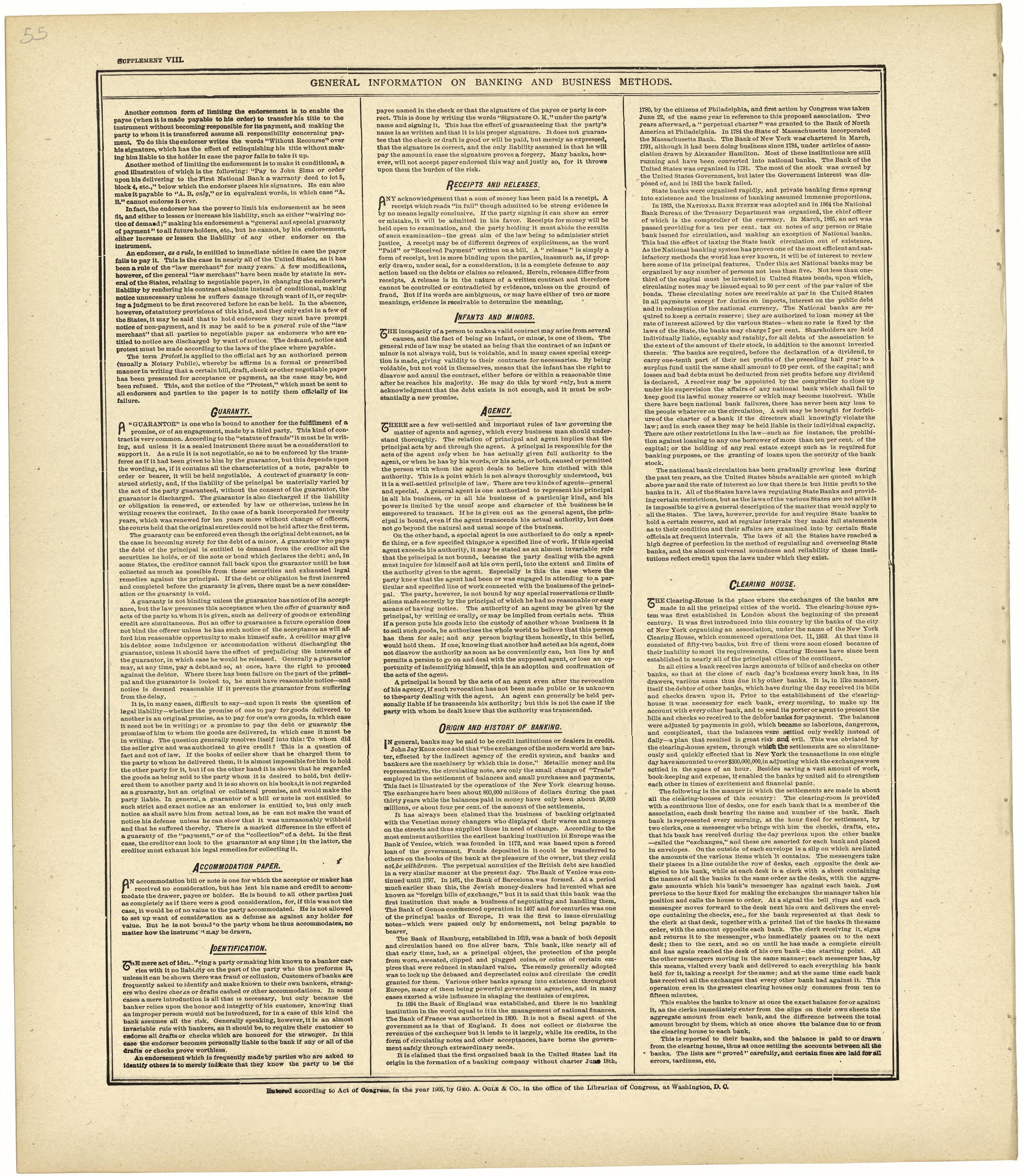 General Information On Banking and Business Methods Continued from Standard Atlas of Rawlins County, Kansas : Including a Plat Book of the Villages, Cities and Townships of the County, Map of the State, United States and World, Patrons Directory, Refe... by Relic Map Company