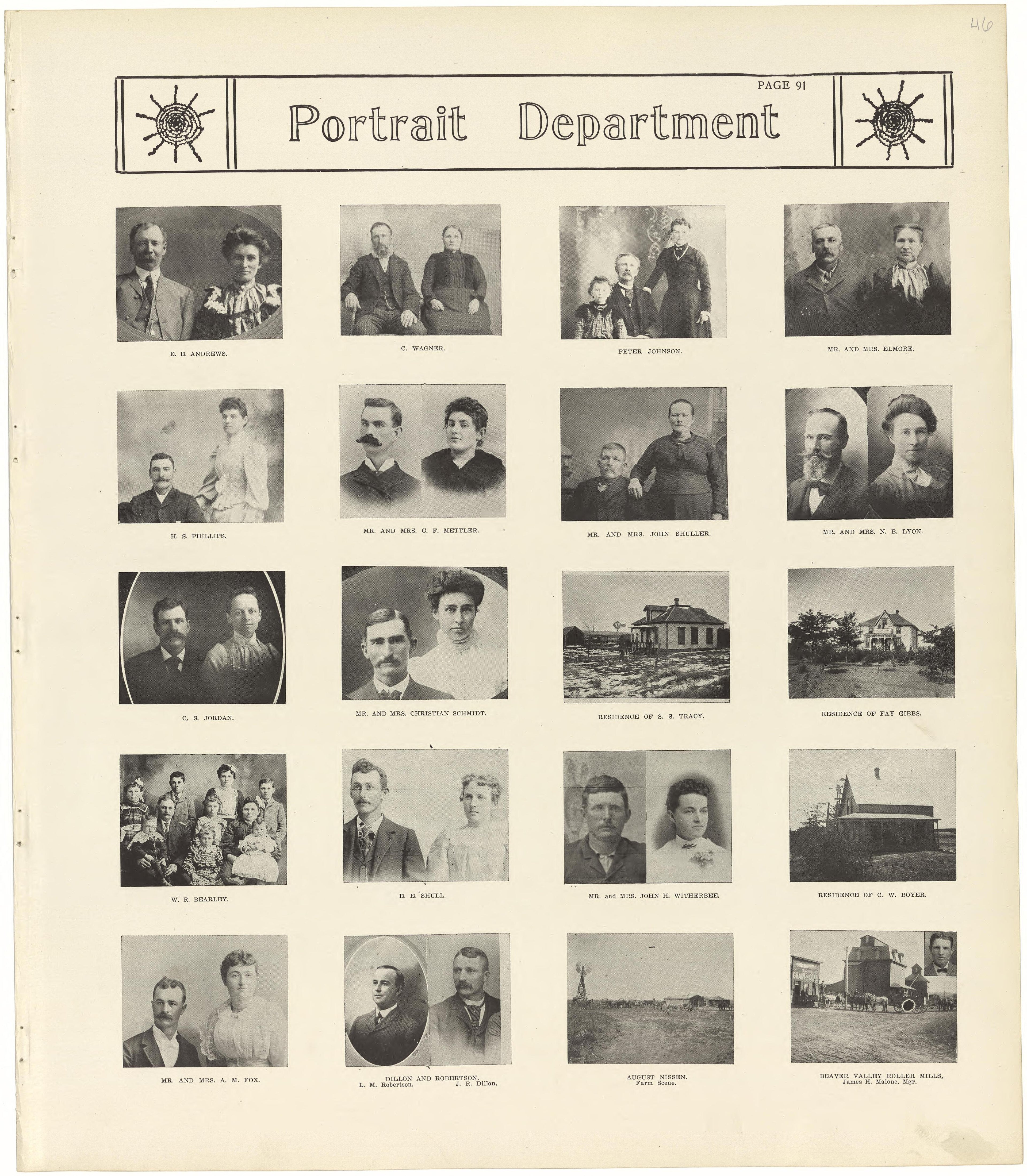 Portrait Department Continued from Standard Atlas of Rawlins County, Kansas : Including a Plat Book of the Villages, Cities and Townships of the County, Map of the State, United States and World, Patrons Directory, Reference Business … 1906 by Relic Map Company