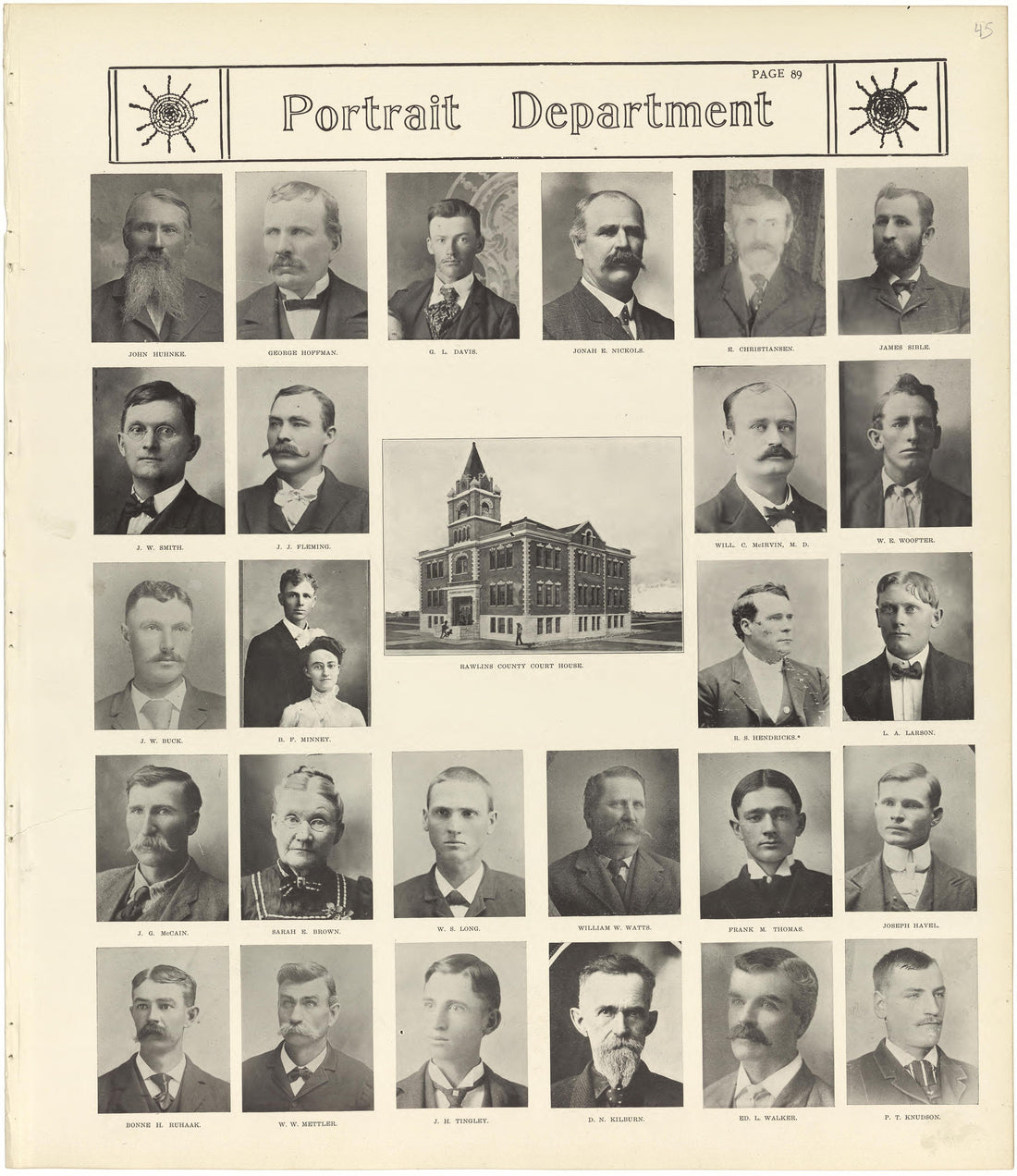 Portrait Department from Standard Atlas of Rawlins County, Kansas : Including a Plat Book of the Villages, Cities and Townships of the County, Map of the State, United States and World, Patrons Directory, Reference Business … 1906 by Relic Map Company