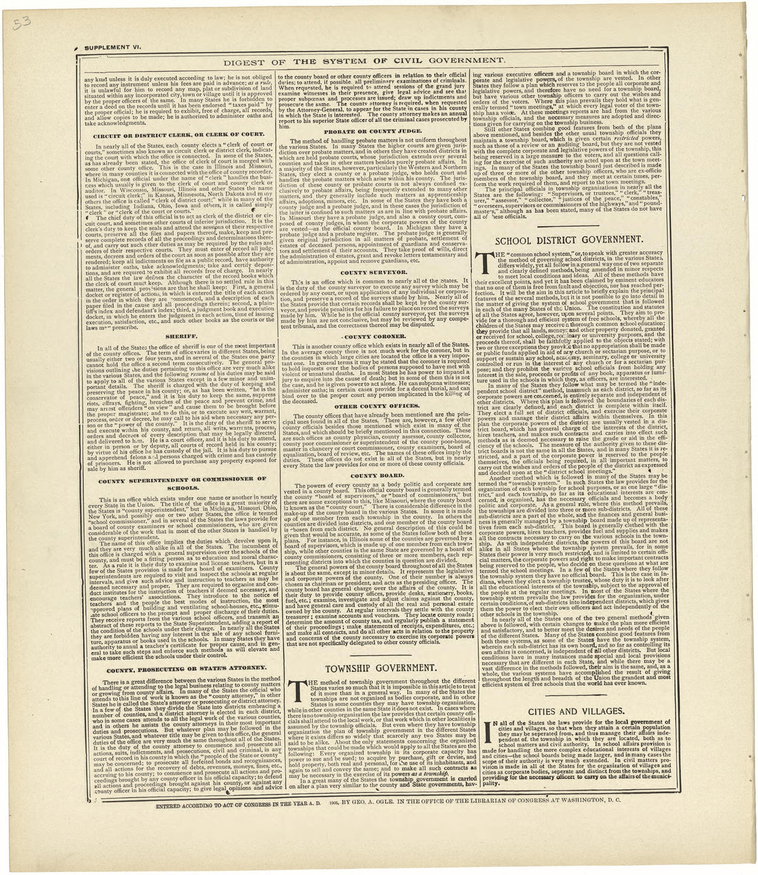 Digest of the System of Civil Government Continued from Standard Atlas of Rawlins County, Kansas : Including a Plat Book of the Villages, Cities and Townships of the County, Map of the State, United States and World, Patrons Directory, Reference Busin... by Relic Map Company