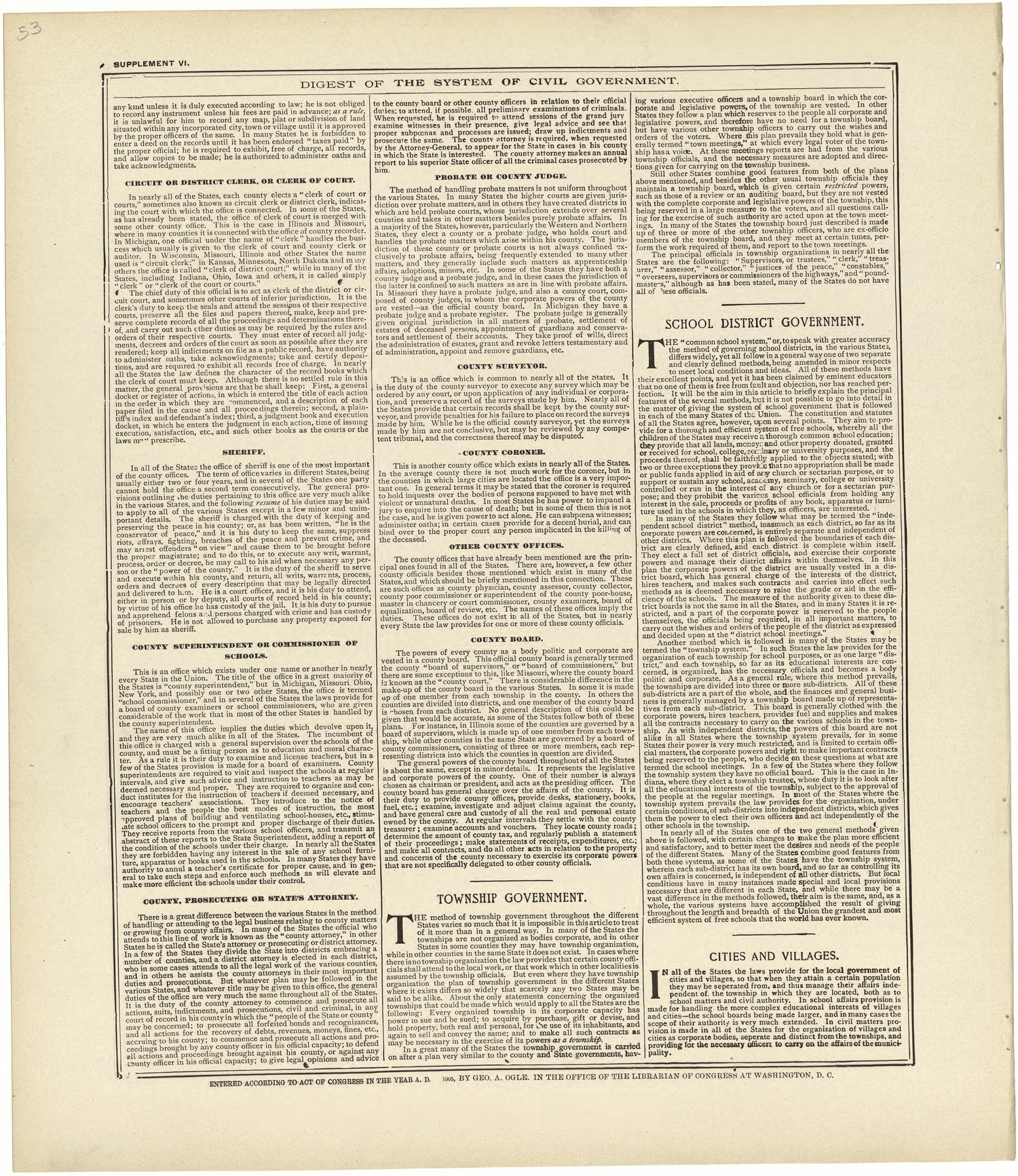 Digest of the System of Civil Government Continued from Standard Atlas of Rawlins County, Kansas : Including a Plat Book of the Villages, Cities and Townships of the County, Map of the State, United States and World, Patrons Directory, Reference Busin... by Relic Map Company