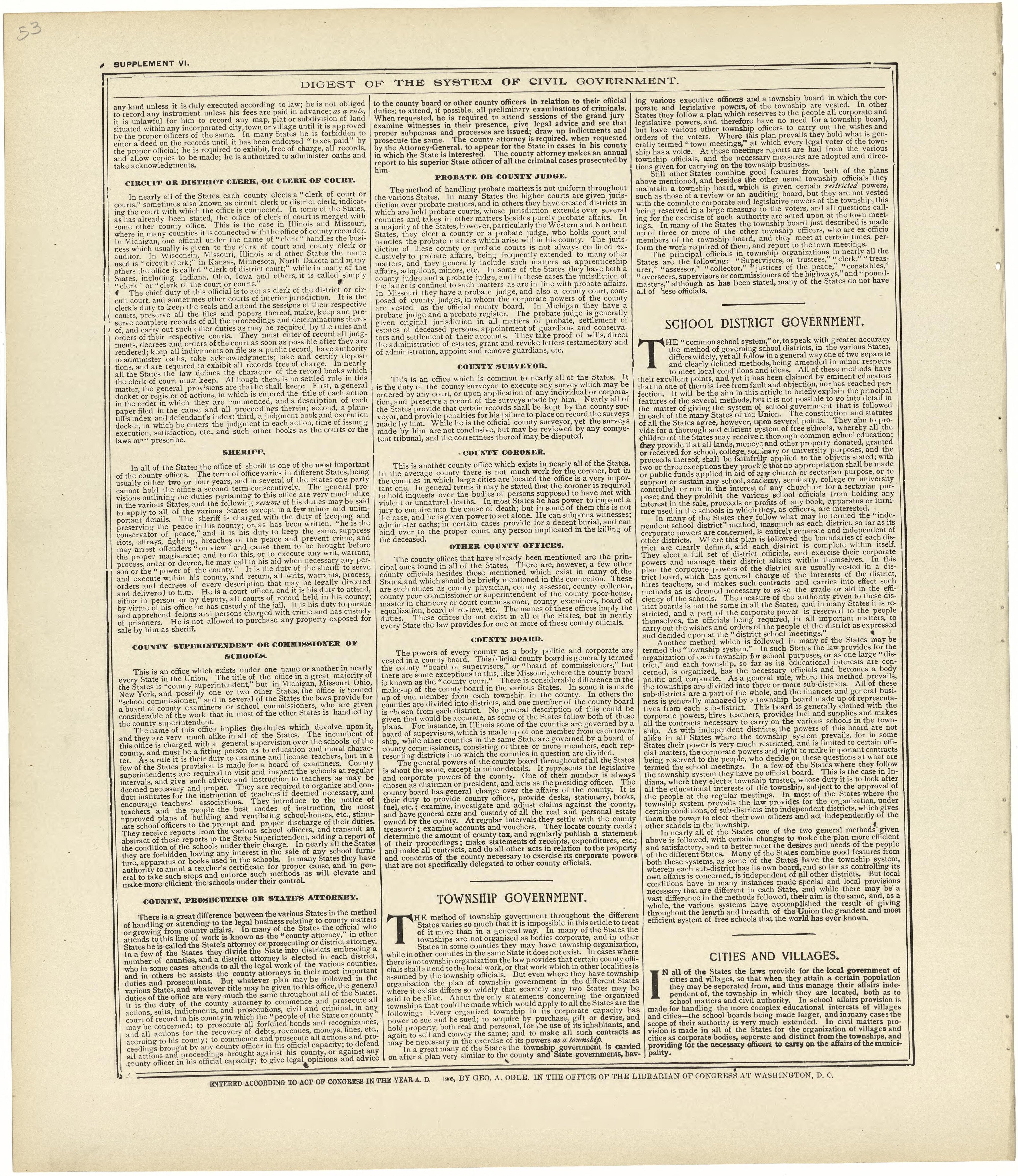 Digest of the System of Civil Government Continued from Standard Atlas of Rawlins County, Kansas : Including a Plat Book of the Villages, Cities and Townships of the County, Map of the State, United States and World, Patrons Directory, Reference Busin... by Relic Map Company