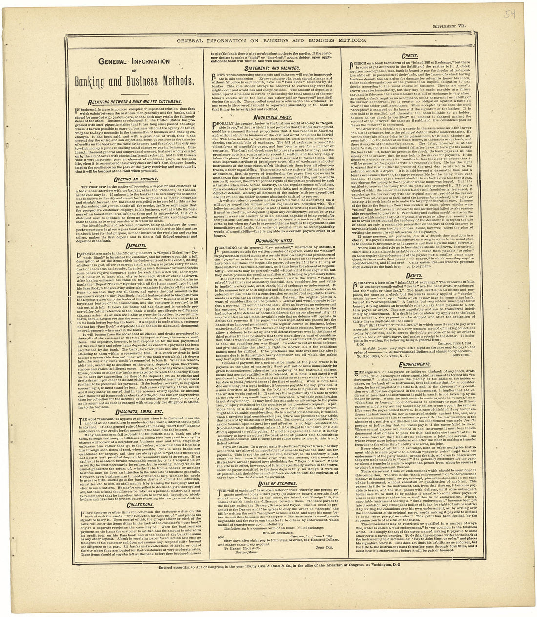 General Information On Banking and Business Methods from Standard Atlas of Rawlins County, Kansas : Including a Plat Book of the Villages, Cities and Townships of the County, Map of the State, United States and World, Patrons Directory, Reference Busi... by Relic Map Company
