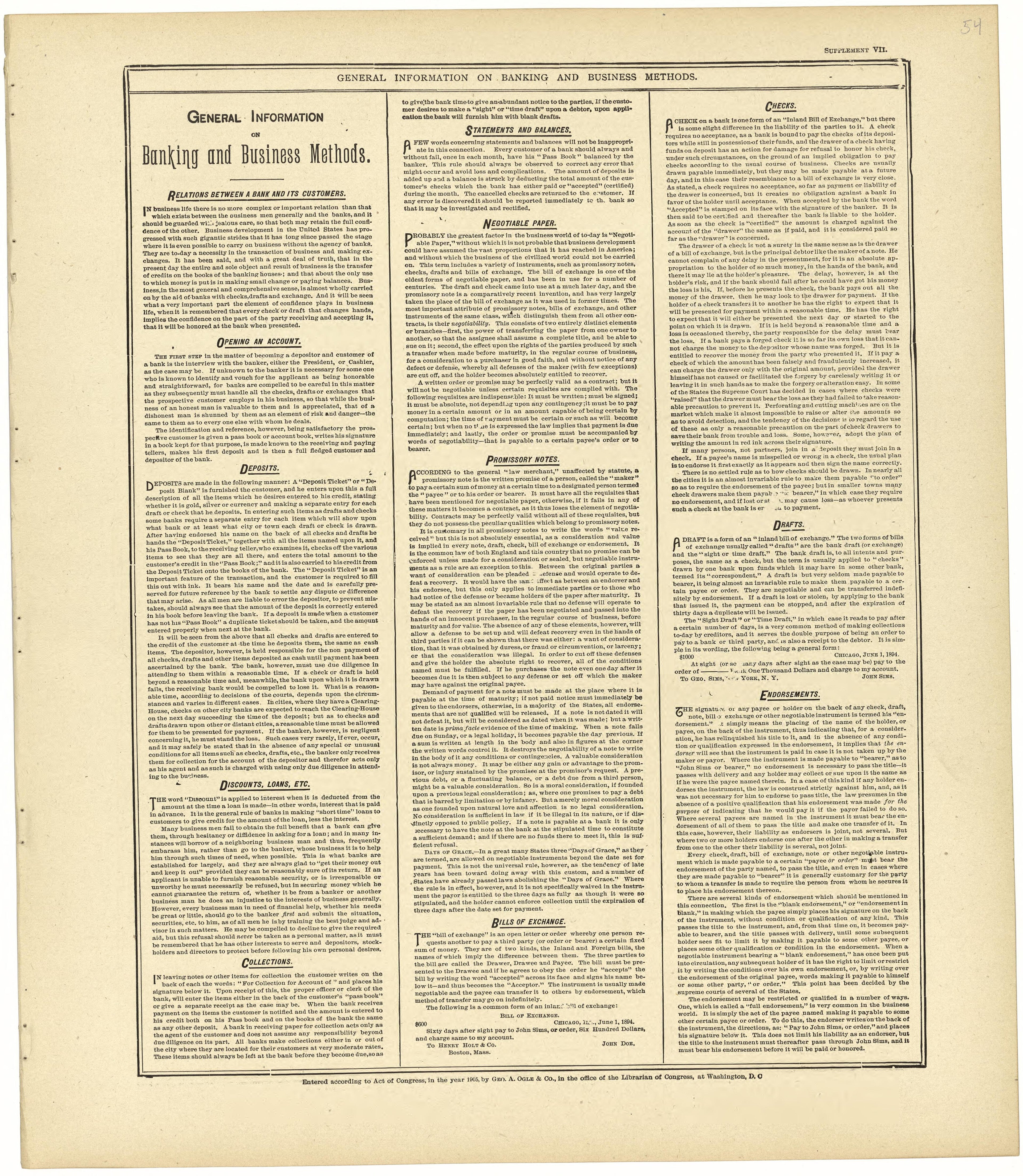 General Information On Banking and Business Methods from Standard Atlas of Rawlins County, Kansas : Including a Plat Book of the Villages, Cities and Townships of the County, Map of the State, United States and World, Patrons Directory, Reference Busi... by Relic Map Company
