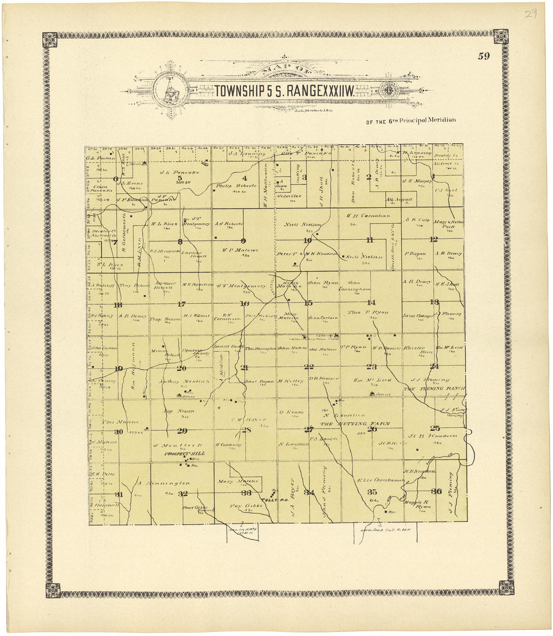Map of Township 5 S. Range XXXII W. from Standard Atlas of Rawlins County, Kansas : Including a Plat Book of the Villages, Cities and Townships of the County, Map of the State, United States and World, Patrons Directory, Reference Business … 1906 by Relic Map Company