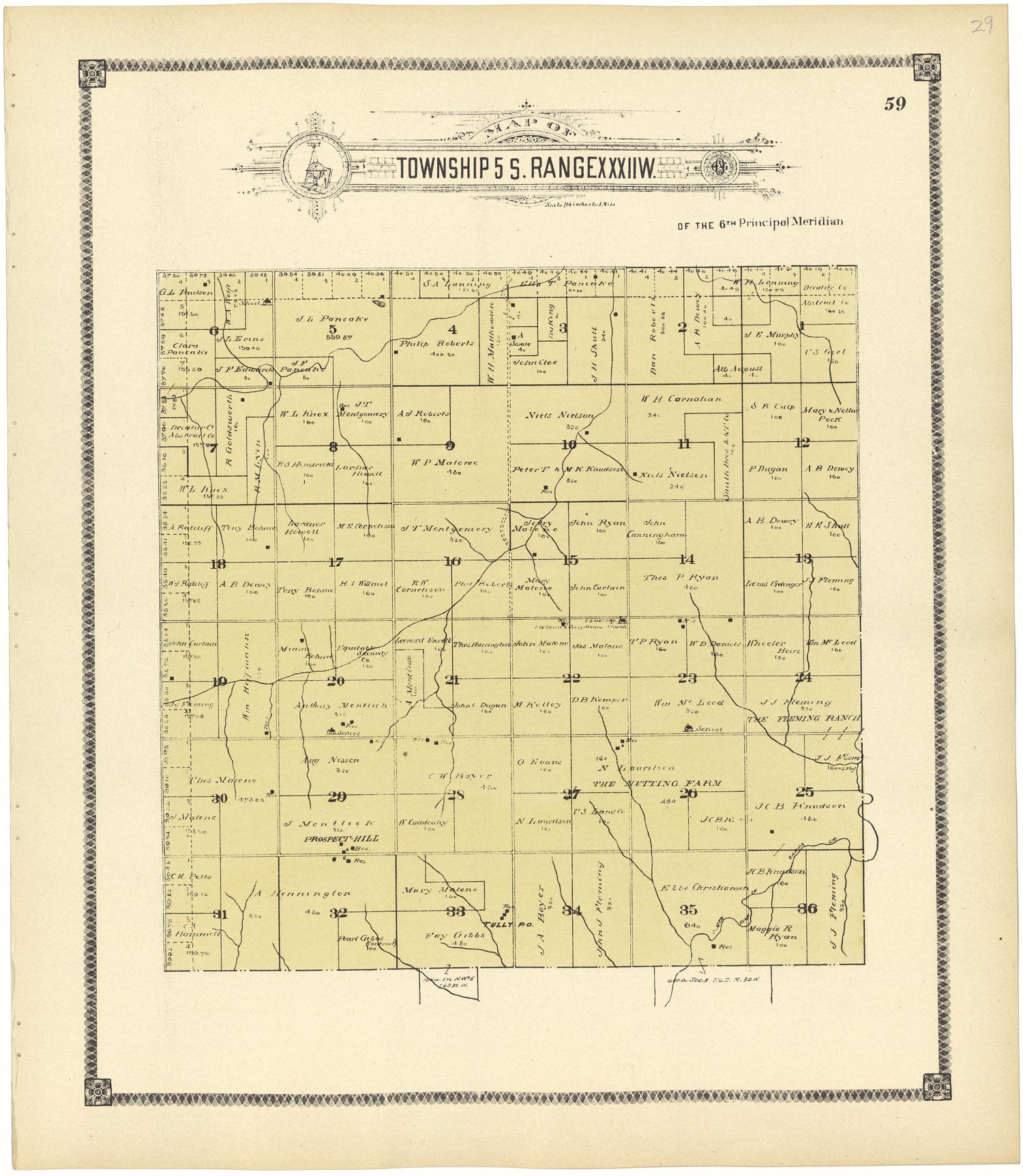 Map of Township 5 S. Range XXXII W. from Standard Atlas of Rawlins County, Kansas : Including a Plat Book of the Villages, Cities and Townships of the County, Map of the State, United States and World, Patrons Directory, Reference Business … 1906 by Relic Map Company