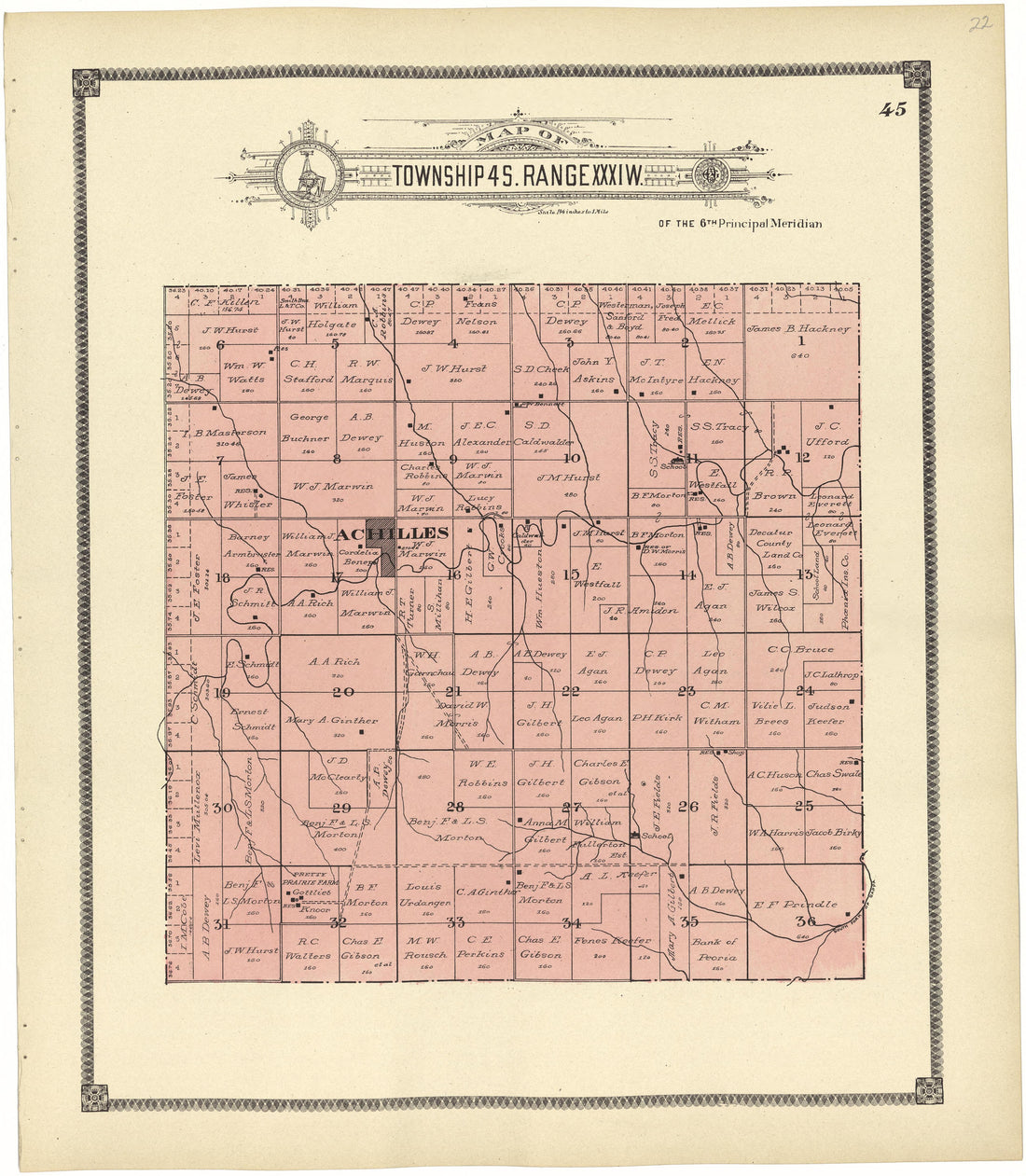 Map of Township 4 S. Range XXXI W. from Standard Atlas of Rawlins County, Kansas : Including a Plat Book of the Villages, Cities and Townships of the County, Map of the State, United States and World, Patrons Directory, Reference Business … 1906 by Relic Map Company