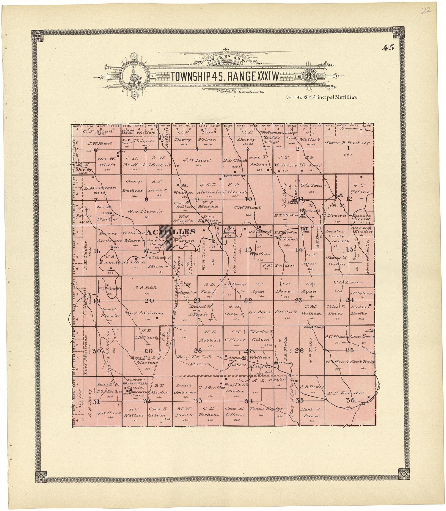 Map of Township 4 S. Range XXXI W. from Standard Atlas of Rawlins County, Kansas : Including a Plat Book of the Villages, Cities and Townships of the County, Map of the State, United States and World, Patrons Directory, Reference Business … 1906 by Relic Map Company