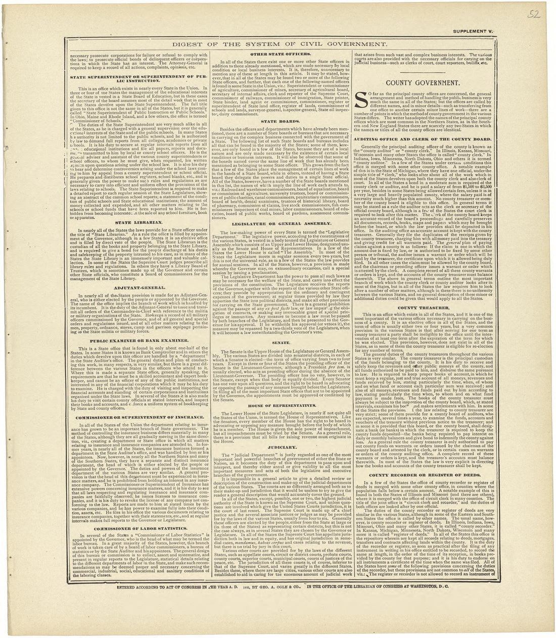 Digest of the System of Civil Government Continued from Standard Atlas of Rawlins County, Kansas : Including a Plat Book of the Villages, Cities and Townships of the County, Map of the State, United States and World, Patrons Directory, Reference Busin... by Relic Map Company