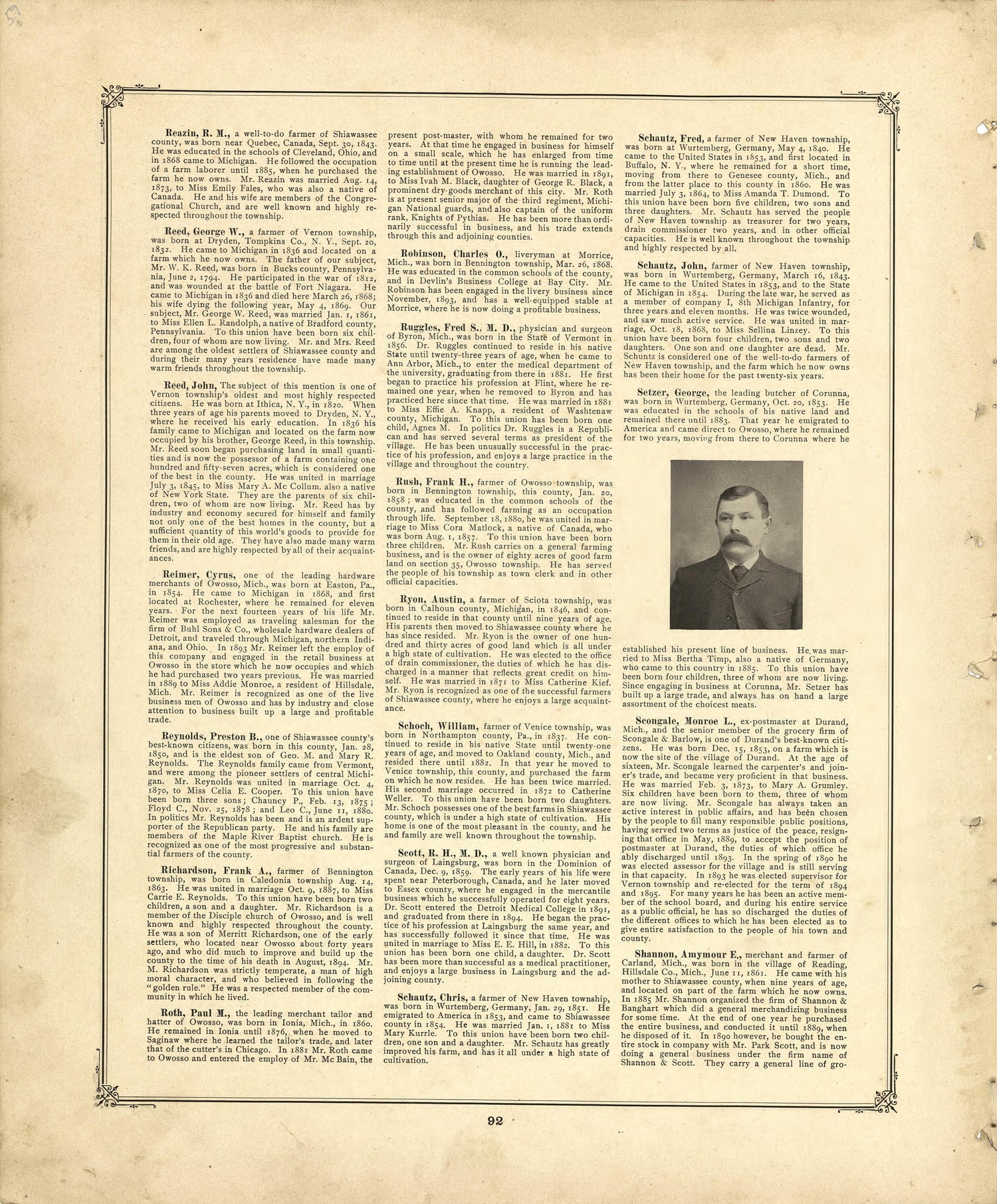 Biographies Continued from Illustrated Atlas of Shiawassee County, Michigan : Compiled and Published from Recent Surveys, Official Records and Personal Examinations : Including Brief Biographical Sketches of Enterprising Citizens 1895 by Relic Map Company