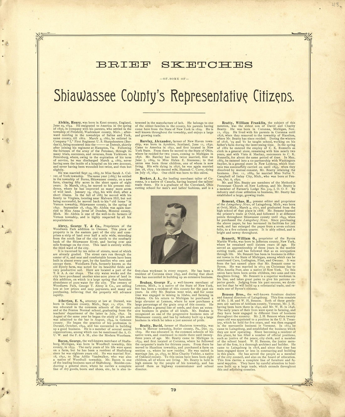 Brief Sketches Shiawassee County&