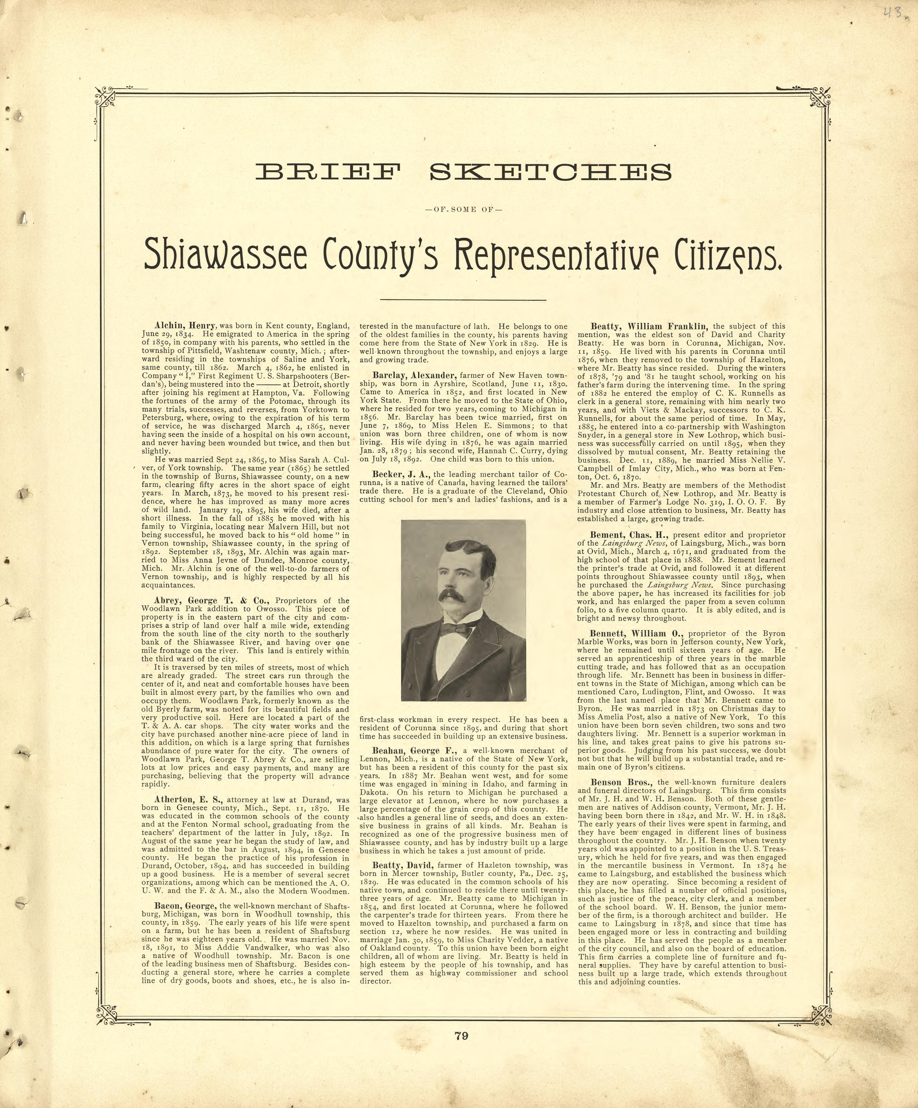 Brief Sketches Shiawassee County&