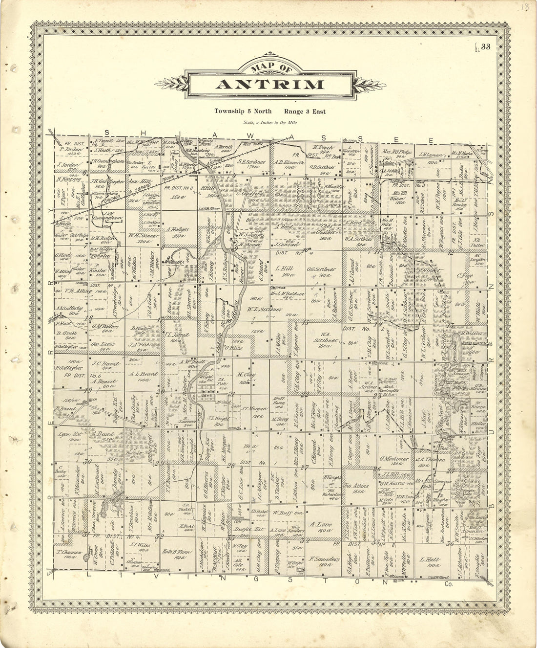 Map of Antrim from Illustrated Atlas of Shiawassee County, Michigan : Compiled and Published from Recent Surveys, Official Records and Personal Examinations : Including Brief Biographical Sketches of Enterprising Citizens 1895 by Relic Map Company
