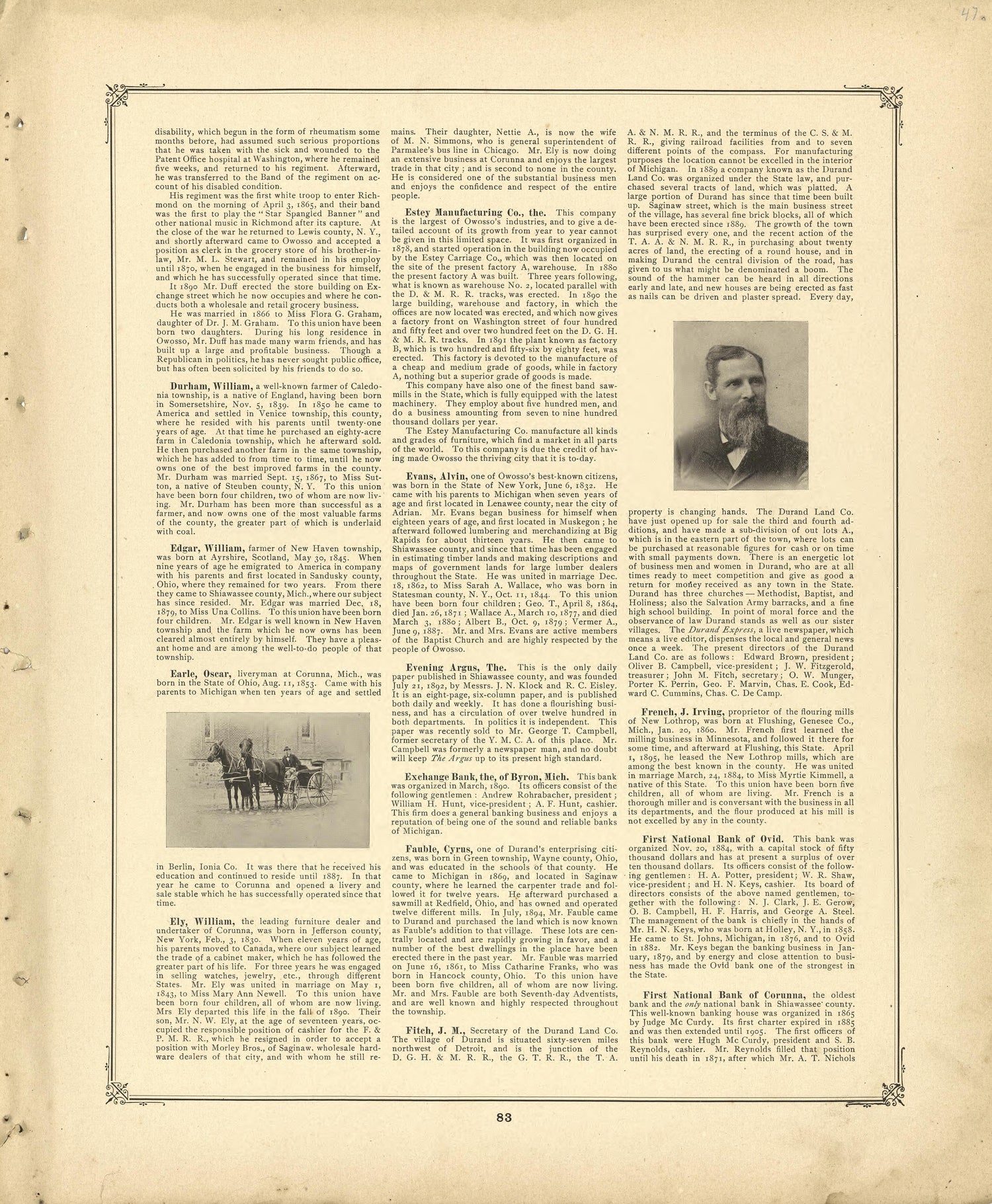 Biographies Continued from Illustrated Atlas of Shiawassee County, Michigan : Compiled and Published from Recent Surveys, Official Records and Personal Examinations : Including Brief Biographical Sketches of Enterprising Citizens 1895 by Relic Map Company