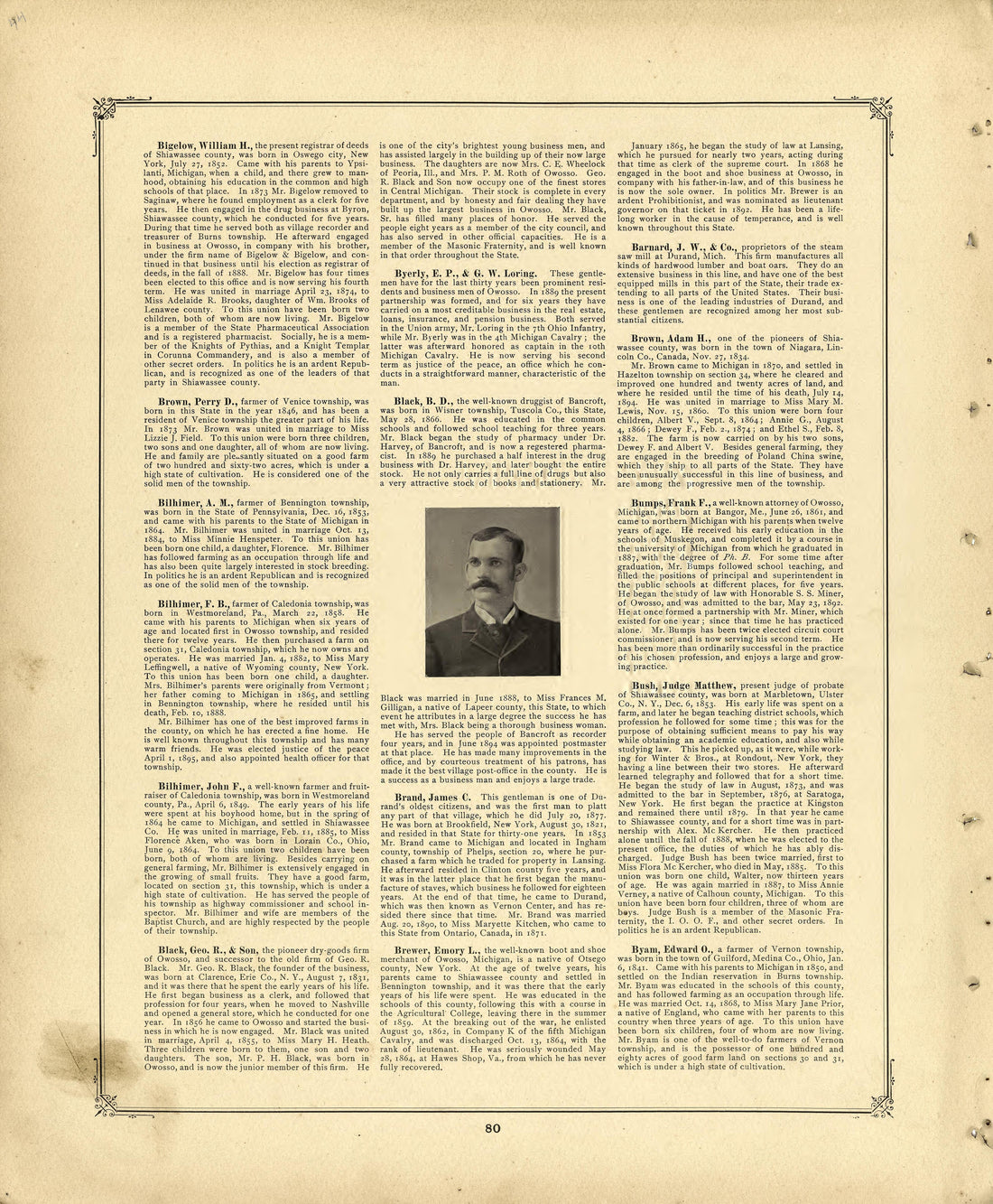 Biographies Continued from Illustrated Atlas of Shiawassee County, Michigan : Compiled and Published from Recent Surveys, Official Records and Personal Examinations : Including Brief Biographical Sketches of Enterprising Citizens 1895 by Relic Map Company
