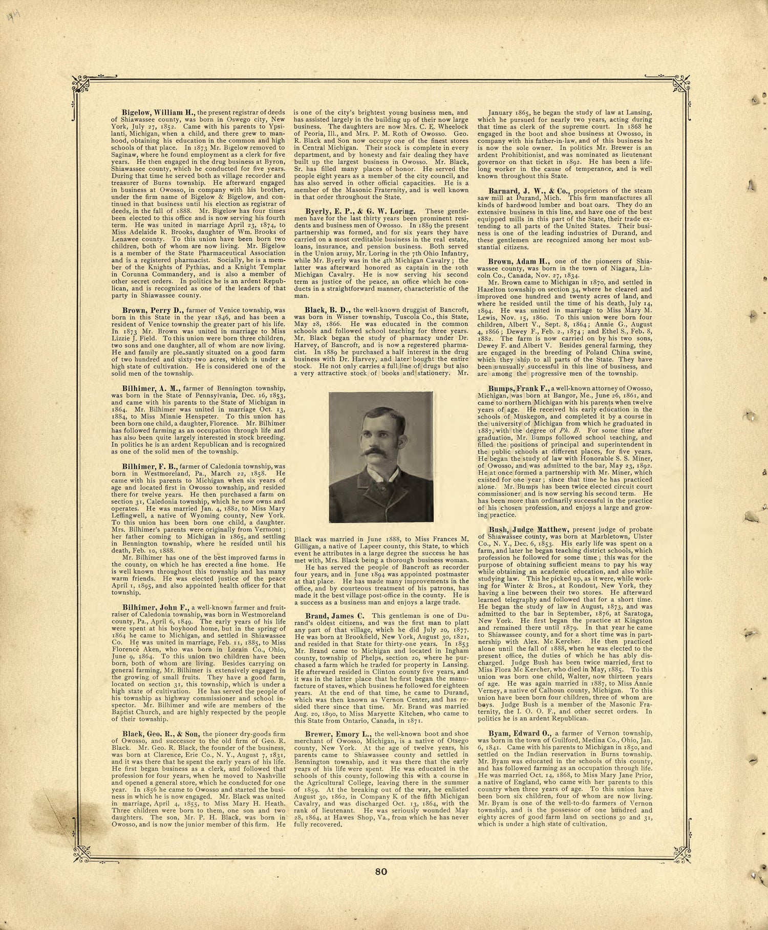 Biographies Continued from Illustrated Atlas of Shiawassee County, Michigan : Compiled and Published from Recent Surveys, Official Records and Personal Examinations : Including Brief Biographical Sketches of Enterprising Citizens 1895 by Relic Map Company