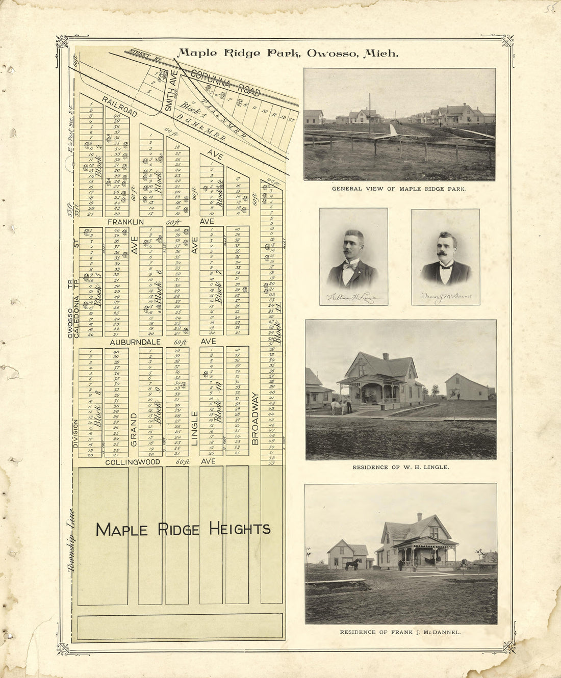 Maple Ridge Park, Owosso, Mich. from Illustrated Atlas of Shiawassee County, Michigan : Compiled and Published from Recent Surveys, Official Records and Personal Examinations : Including Brief Biographical Sketches of Enterprising Citizens 1895 by Relic Map Company