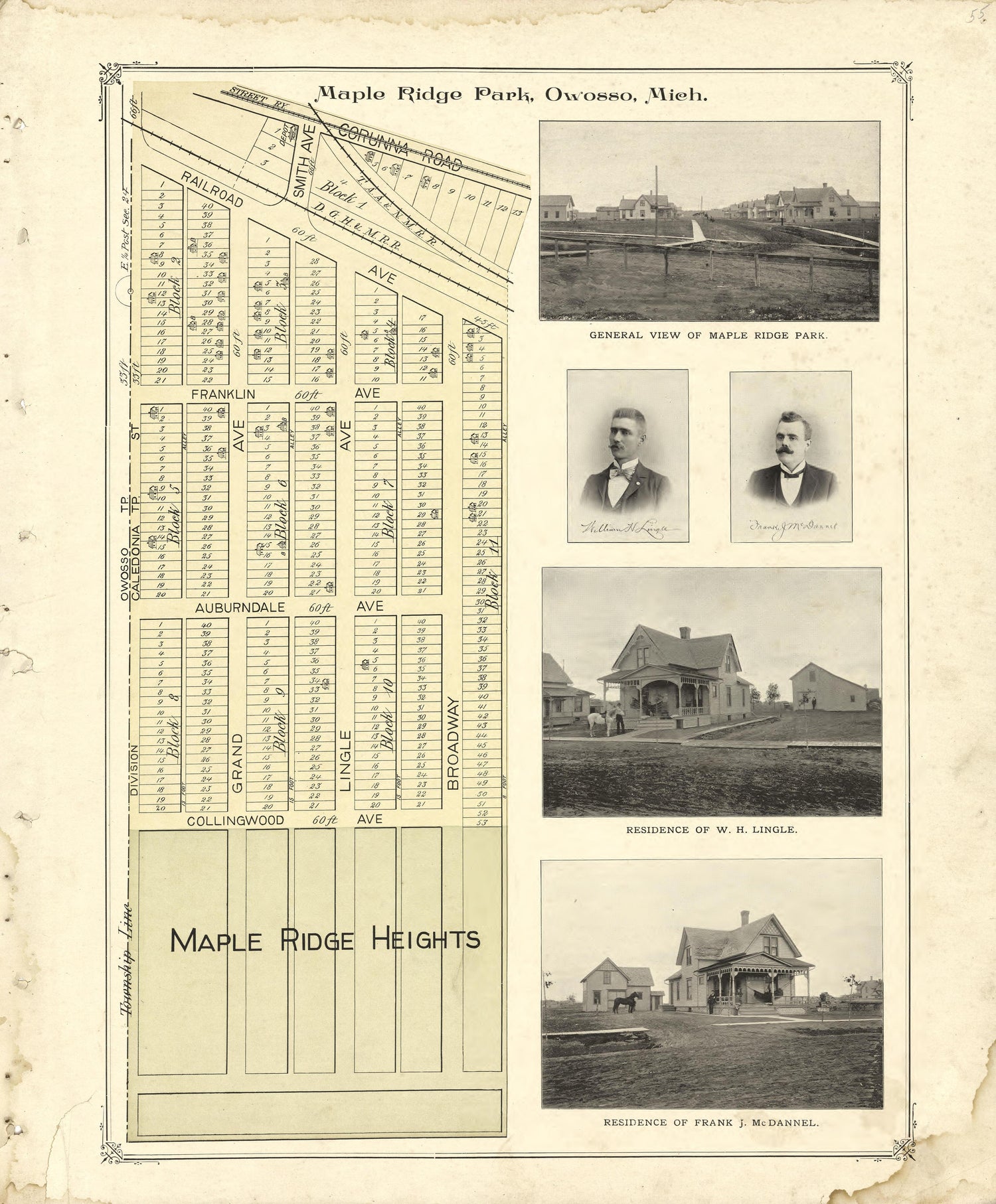 Maple Ridge Park, Owosso, Mich. from Illustrated Atlas of Shiawassee County, Michigan : Compiled and Published from Recent Surveys, Official Records and Personal Examinations : Including Brief Biographical Sketches of Enterprising Citizens 1895 by Relic Map Company