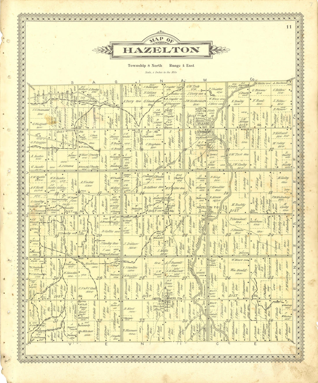 Map of Hazelton from Illustrated Atlas of Shiawassee County, Michigan : Compiled and Published from Recent Surveys, Official Records and Personal Examinations : Including Brief Biographical Sketches of Enterprising Citizens 1895 by Relic Map Company