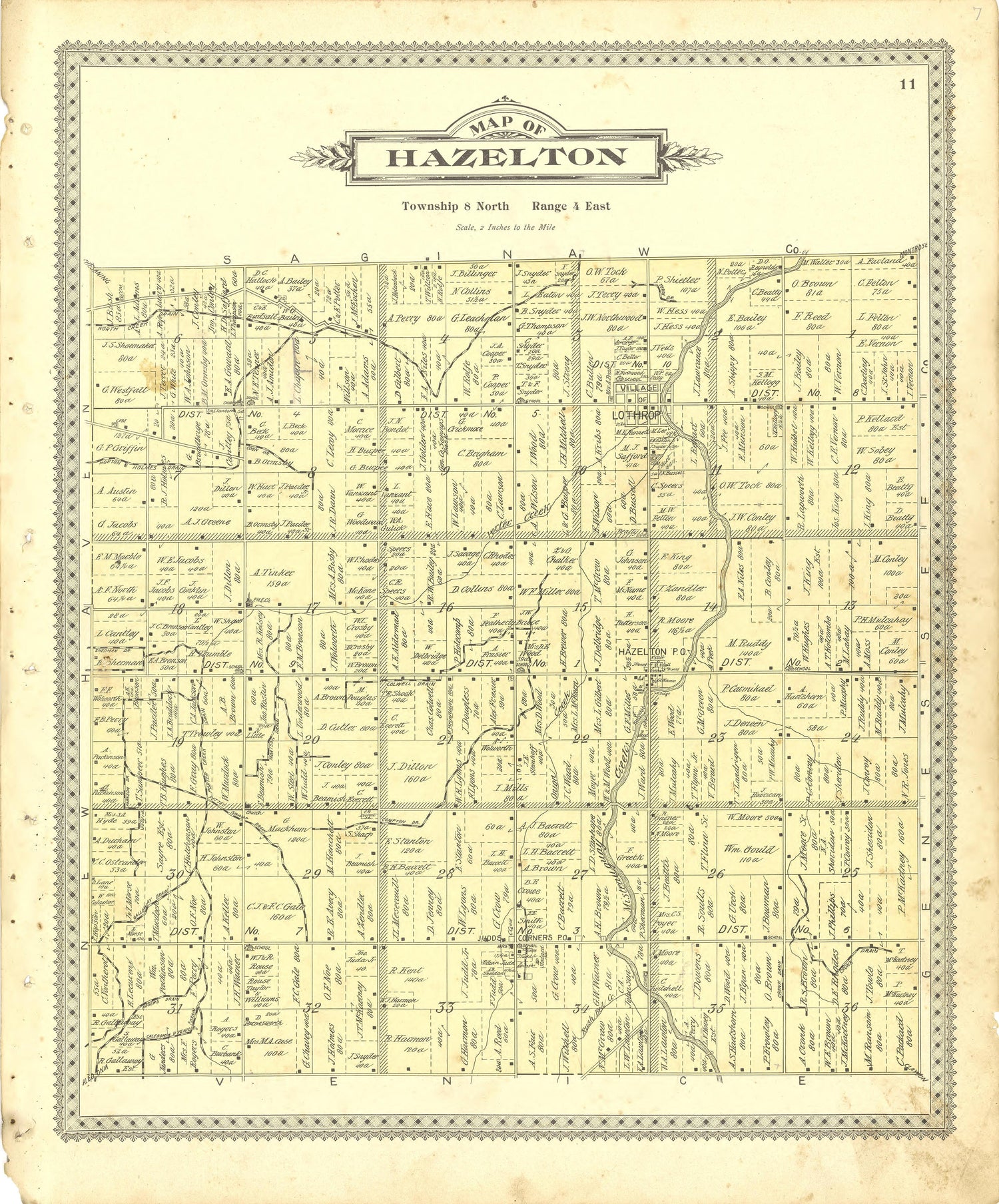 Map of Hazelton from Illustrated Atlas of Shiawassee County, Michigan : Compiled and Published from Recent Surveys, Official Records and Personal Examinations : Including Brief Biographical Sketches of Enterprising Citizens 1895 by Relic Map Company