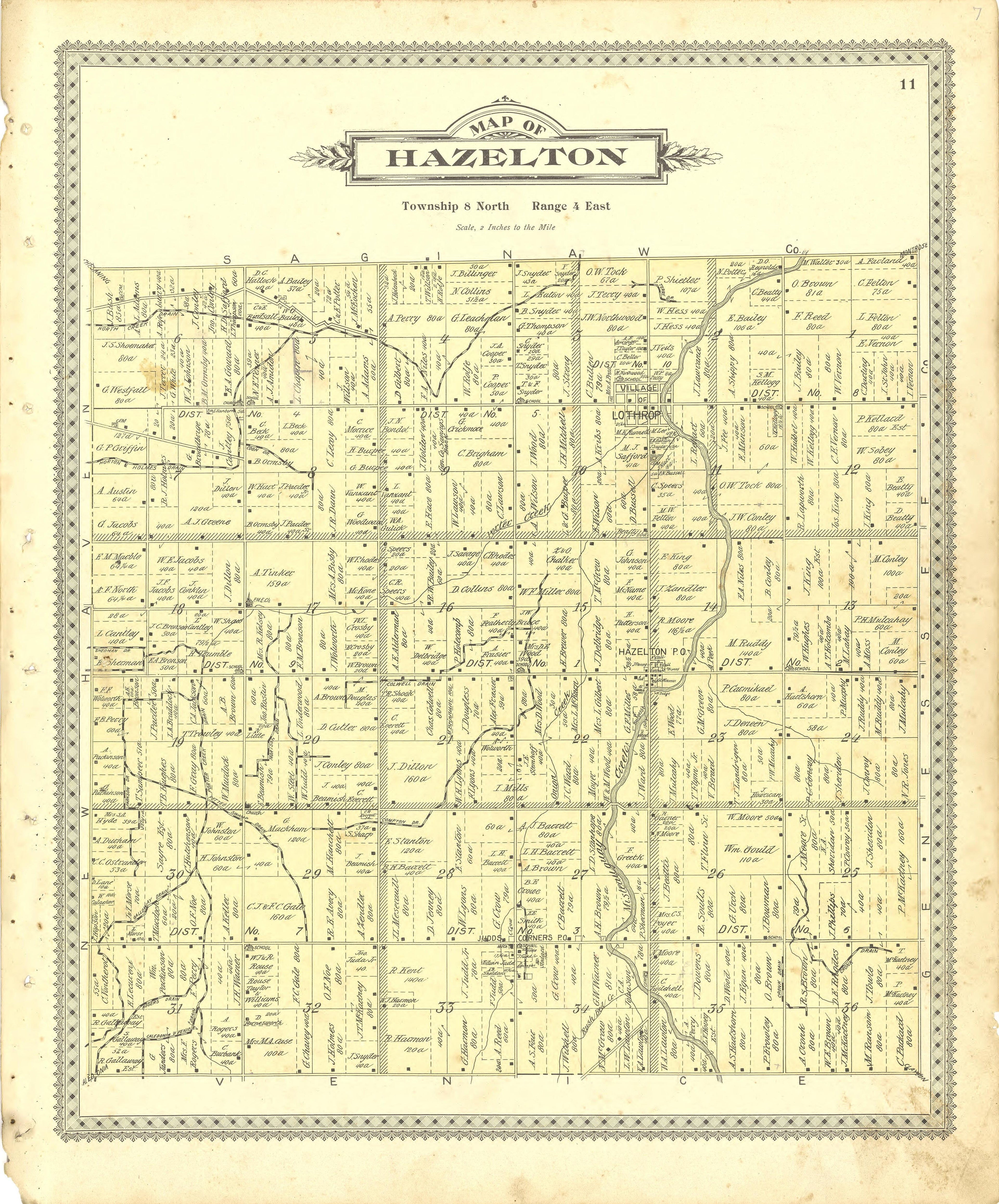 Map of Hazelton from Illustrated Atlas of Shiawassee County, Michigan : Compiled and Published from Recent Surveys, Official Records and Personal Examinations : Including Brief Biographical Sketches of Enterprising Citizens 1895 by Relic Map Company