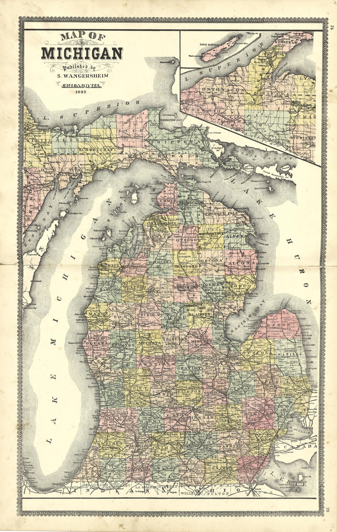 Map of Michigan from Illustrated Atlas of Shiawassee County, Michigan : Compiled and Published from Recent Surveys, Official Records and Personal Examinations : Including Brief Biographical Sketches of Enterprising Citizens 1895 by Relic Map Company