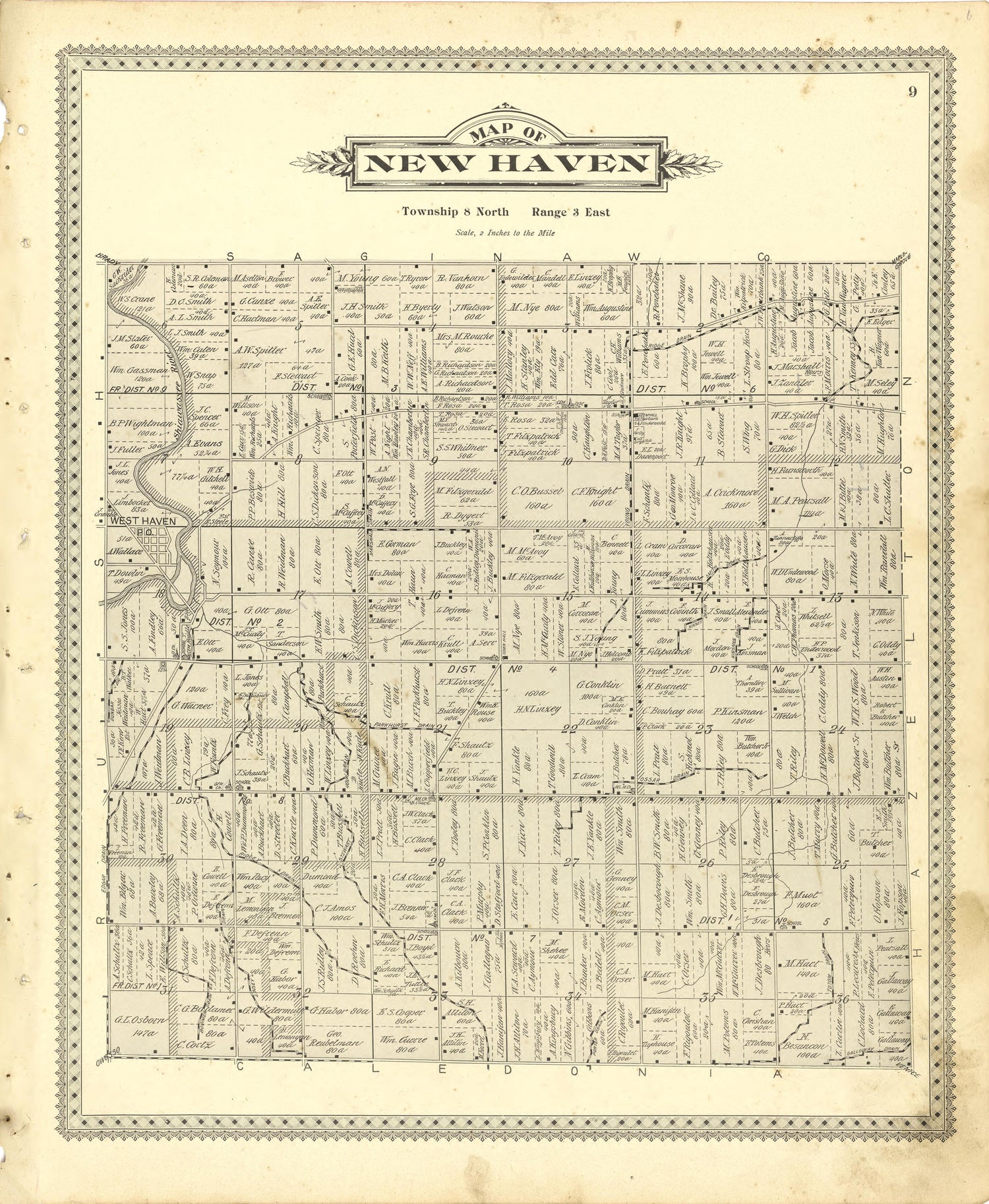 Map of New Haven from Illustrated Atlas of Shiawassee County, Michigan : Compiled and Published from Recent Surveys, Official Records and Personal Examinations : Including Brief Biographical Sketches of Enterprising Citizens 1895 by Relic Map Company