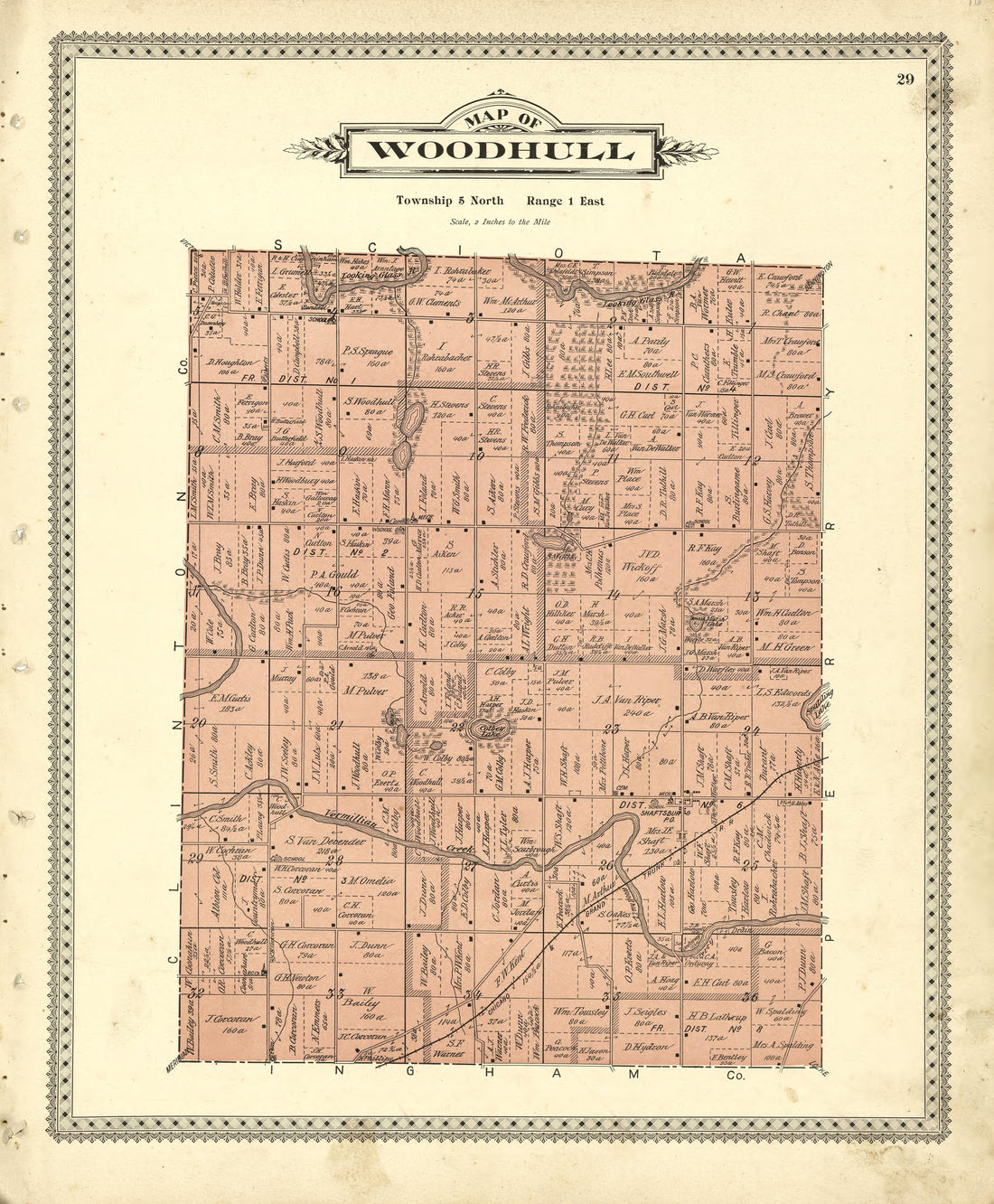 Map of Woodhull from Illustrated Atlas of Shiawassee County, Michigan : Compiled and Published from Recent Surveys, Official Records and Personal Examinations : Including Brief Biographical Sketches of Enterprising Citizens 1895 by Relic Map Company