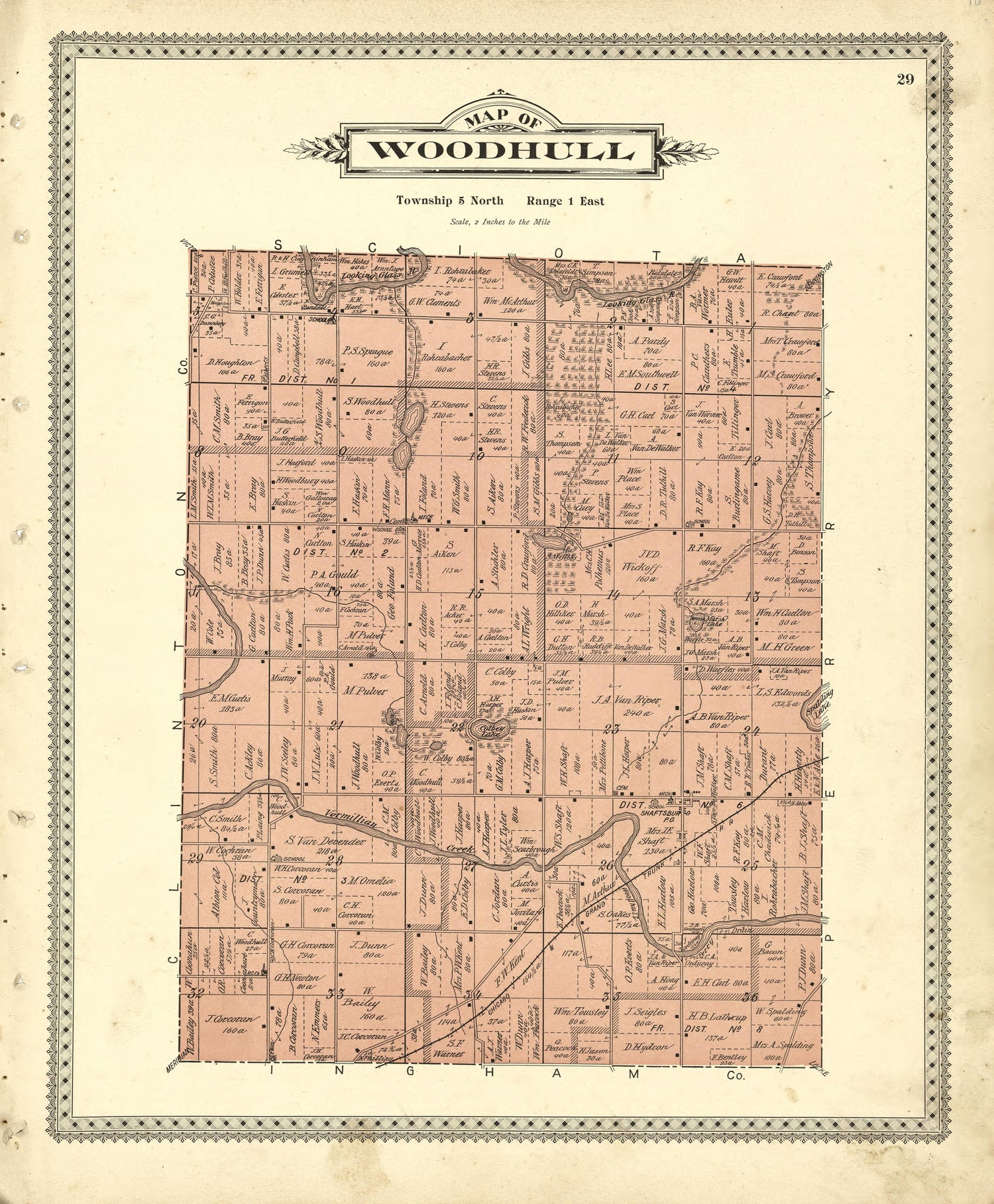 Map of Woodhull from Illustrated Atlas of Shiawassee County, Michigan : Compiled and Published from Recent Surveys, Official Records and Personal Examinations : Including Brief Biographical Sketches of Enterprising Citizens 1895 by Relic Map Company