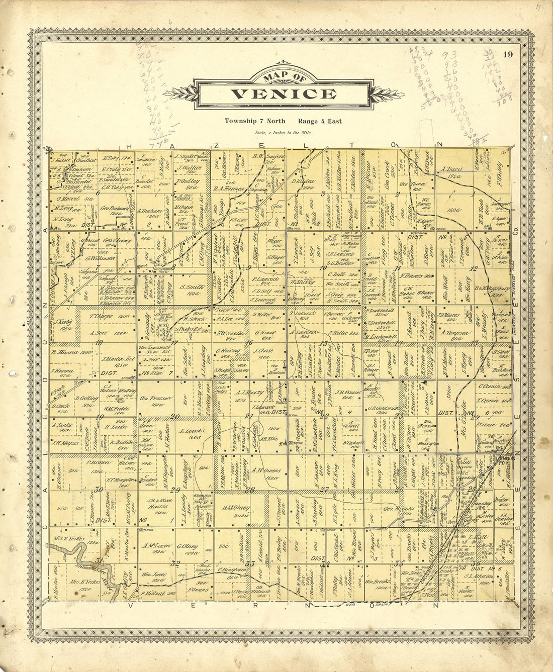 Map of Venice from Illustrated Atlas of Shiawassee County, Michigan : Compiled and Published from Recent Surveys, Official Records and Personal Examinations : Including Brief Biographical Sketches of Enterprising Citizens 1895 by Relic Map Company