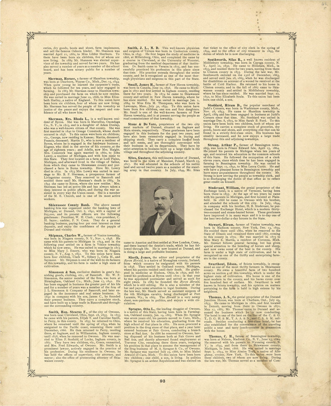 Biographies Continued from Illustrated Atlas of Shiawassee County, Michigan : Compiled and Published from Recent Surveys, Official Records and Personal Examinations : Including Brief Biographical Sketches of Enterprising Citizens 1895 by Relic Map Company