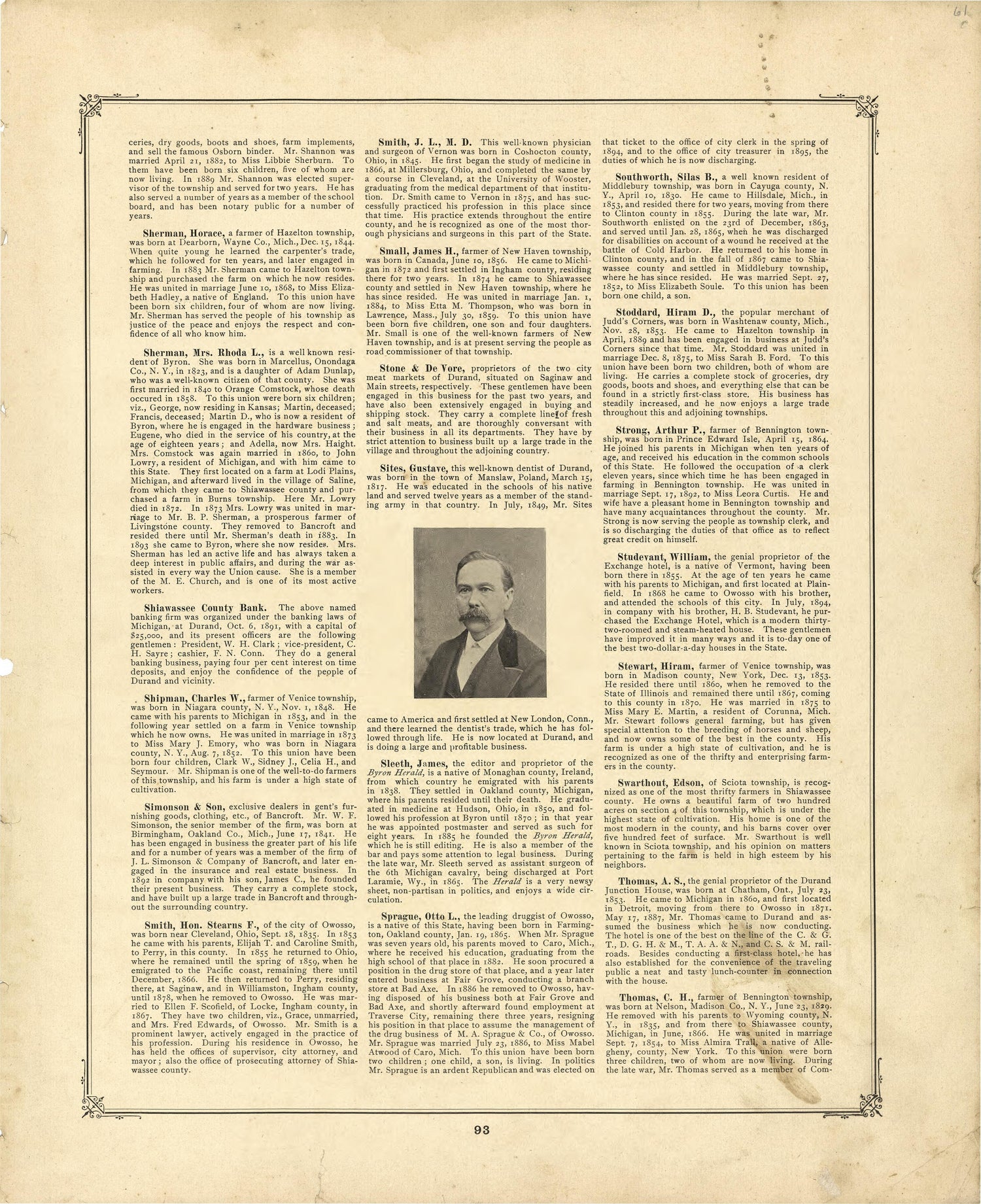 Biographies Continued from Illustrated Atlas of Shiawassee County, Michigan : Compiled and Published from Recent Surveys, Official Records and Personal Examinations : Including Brief Biographical Sketches of Enterprising Citizens 1895 by Relic Map Company
