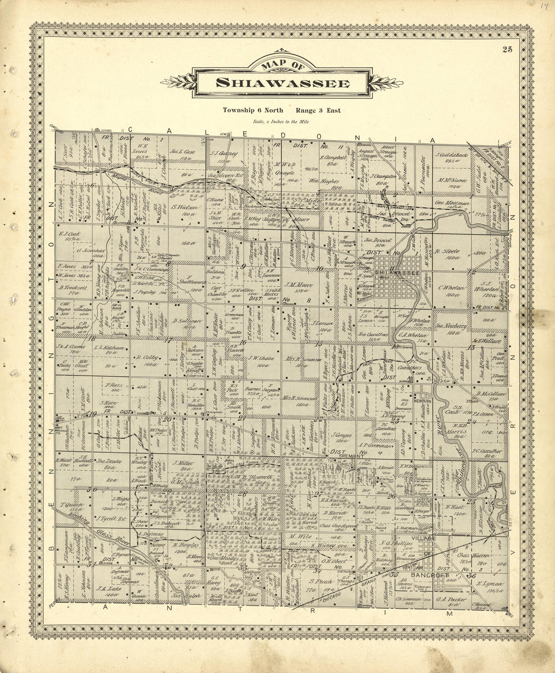 Map of Shiawassee from Illustrated Atlas of Shiawassee County, Michigan : Compiled and Published from Recent Surveys, Official Records and Personal Examinations : Including Brief Biographical Sketches of Enterprising Citizens 1895 by Relic Map Company