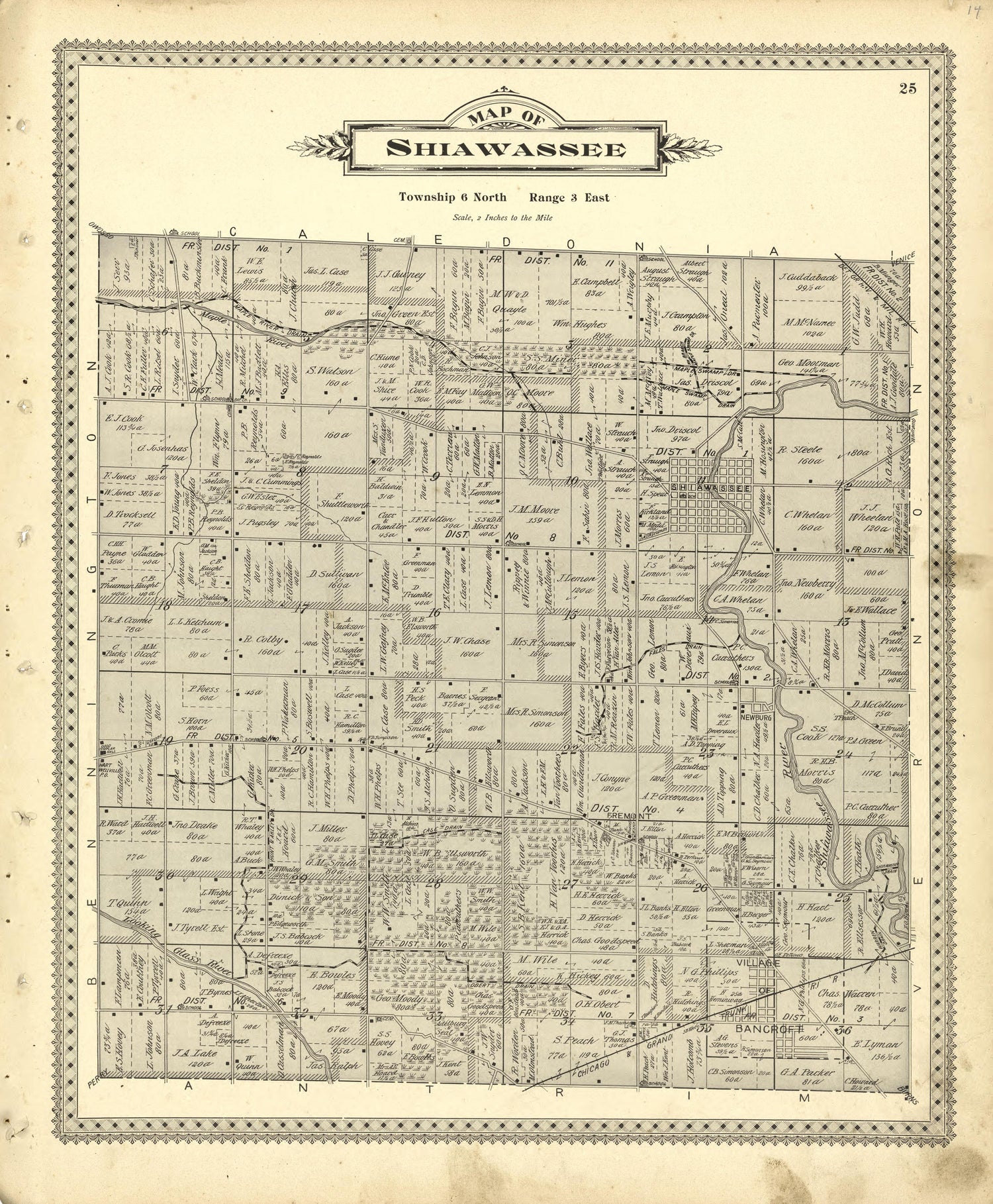 Map of Shiawassee from Illustrated Atlas of Shiawassee County, Michigan : Compiled and Published from Recent Surveys, Official Records and Personal Examinations : Including Brief Biographical Sketches of Enterprising Citizens 1895 by Relic Map Company
