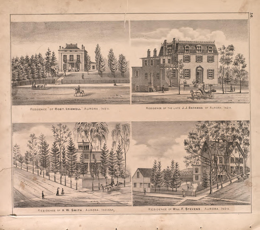 Views of from Atlas of Dearborn County, Indiana : to Which Is Added a Map of the State of Indiana, Also an Outline and Rail Road Map of the United States 1875 by Relic Map Company