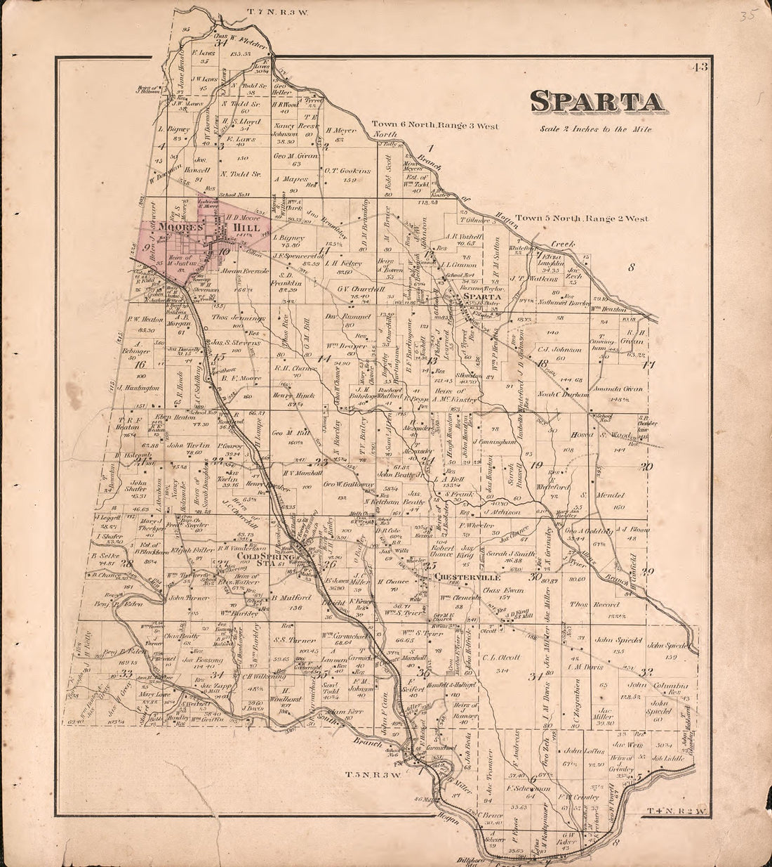 Sparta from Atlas of Dearborn County, Indiana : to Which Is Added a Map of the State of Indiana, Also an Outline and Rail Road Map of the United States 1875 by Relic Map Company