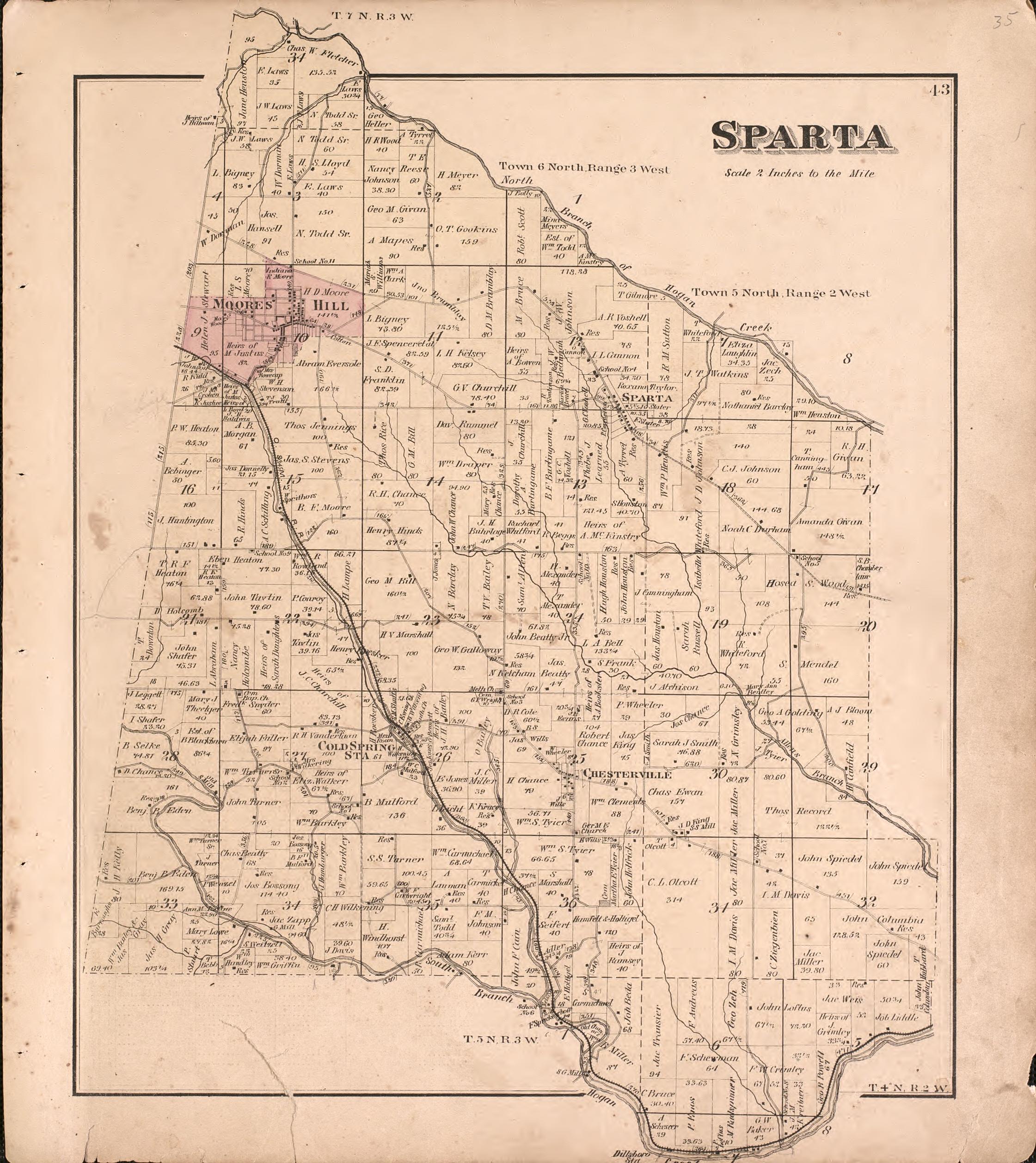 Sparta from Atlas of Dearborn County, Indiana : to Which Is Added a Map of the State of Indiana, Also an Outline and Rail Road Map of the United States 1875 by Relic Map Company