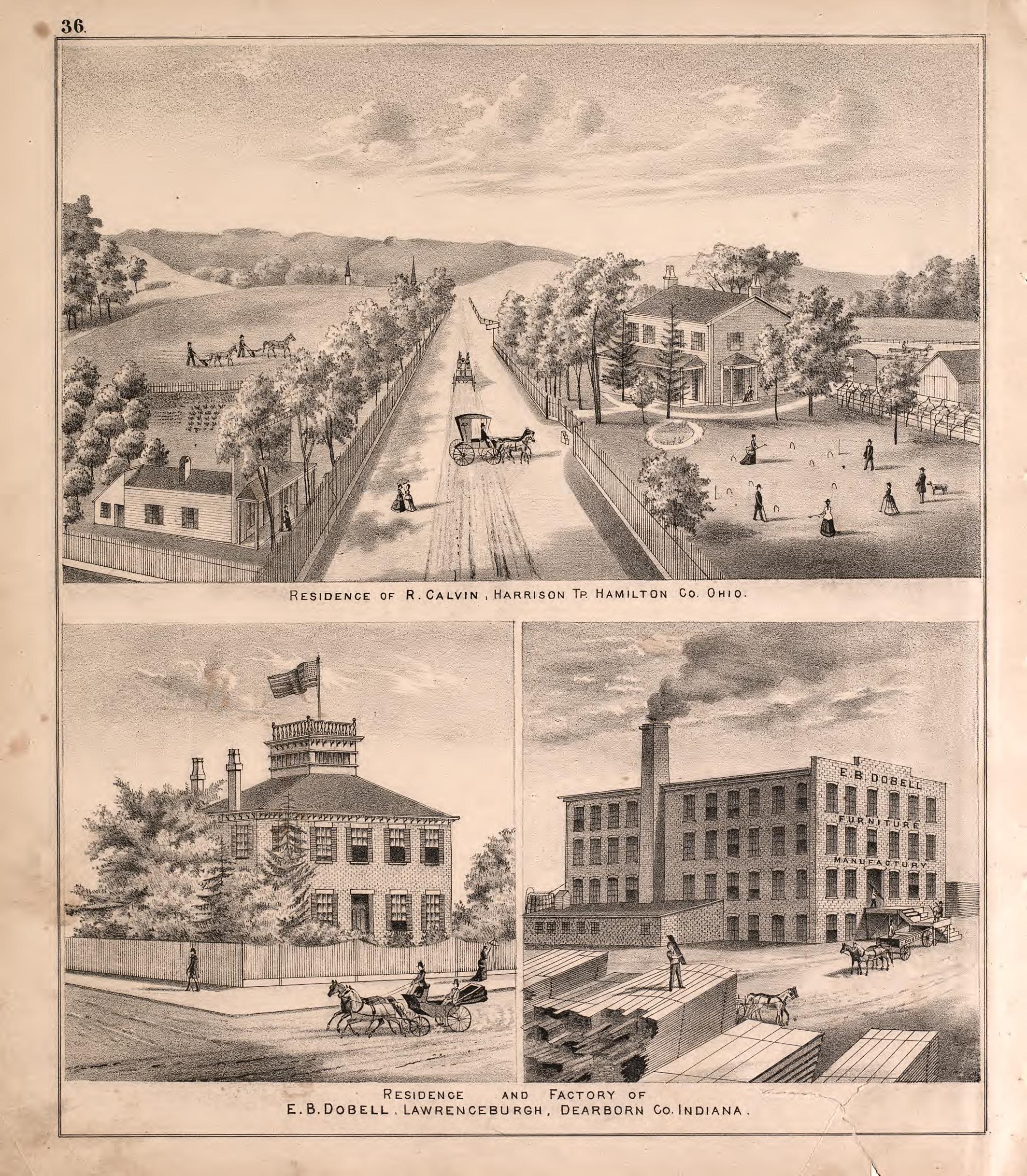 Views of Residences from Atlas of Dearborn County, Indiana : to Which Is Added a Map of the State of Indiana, Also an Outline and Rail Road Map of the United States 1875 by Relic Map Company