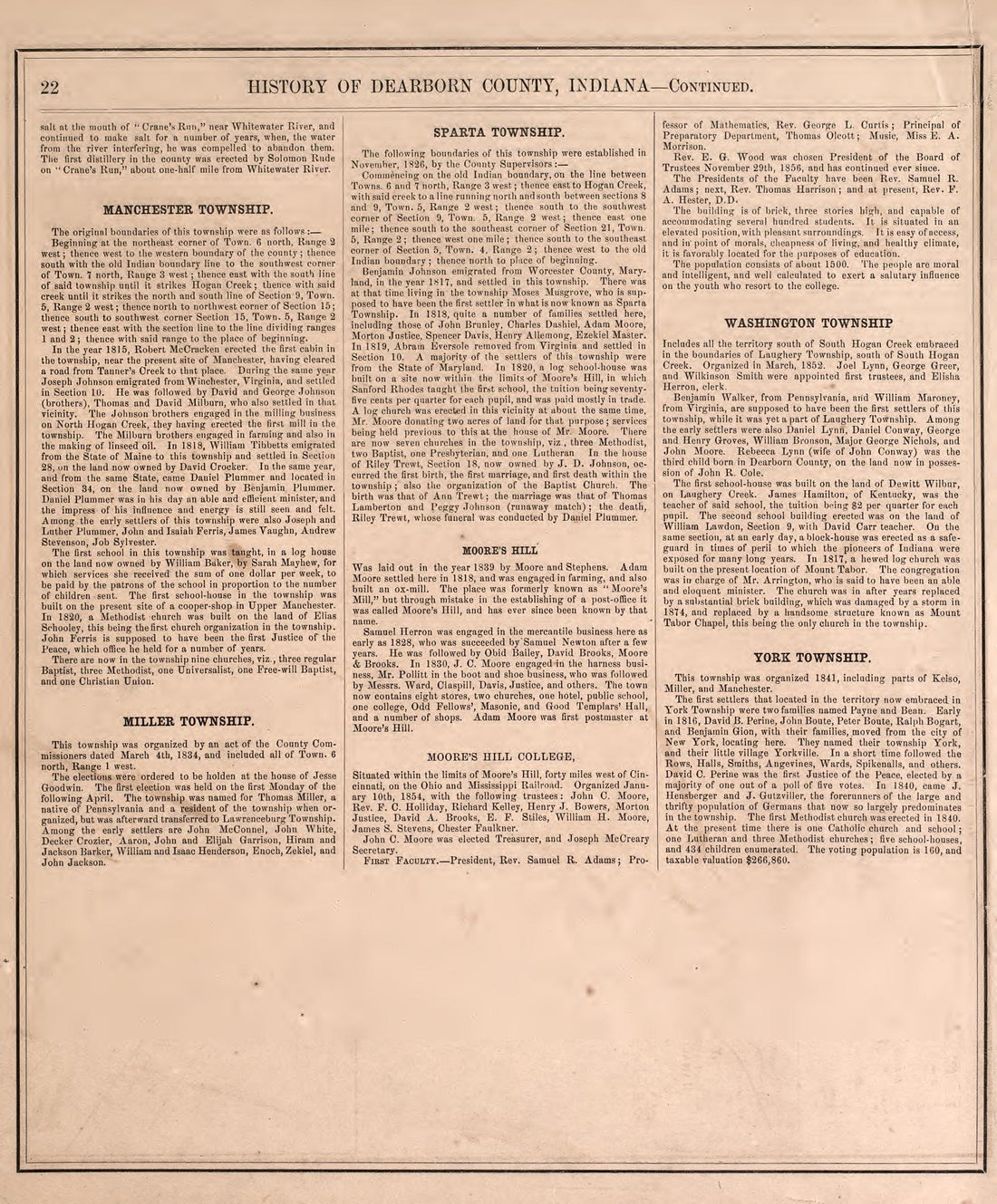 History of Dearborn County--continued from Atlas of Dearborn County, Indiana : to Which Is Added a Map of the State of Indiana, Also an Outline and Rail Road Map of the United States 1875 by Relic Map Company