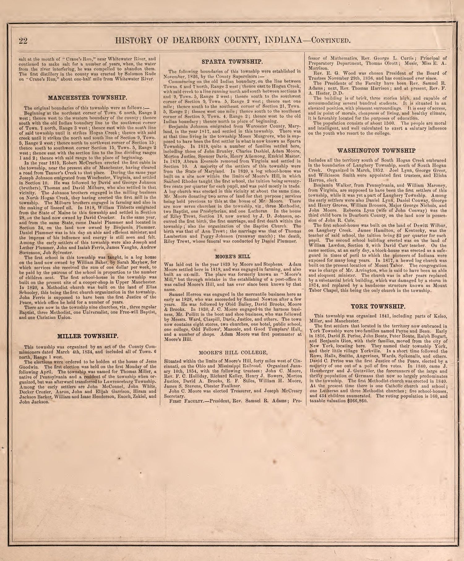 History of Dearborn County--continued from Atlas of Dearborn County, Indiana : to Which Is Added a Map of the State of Indiana, Also an Outline and Rail Road Map of the United States 1875 by Relic Map Company