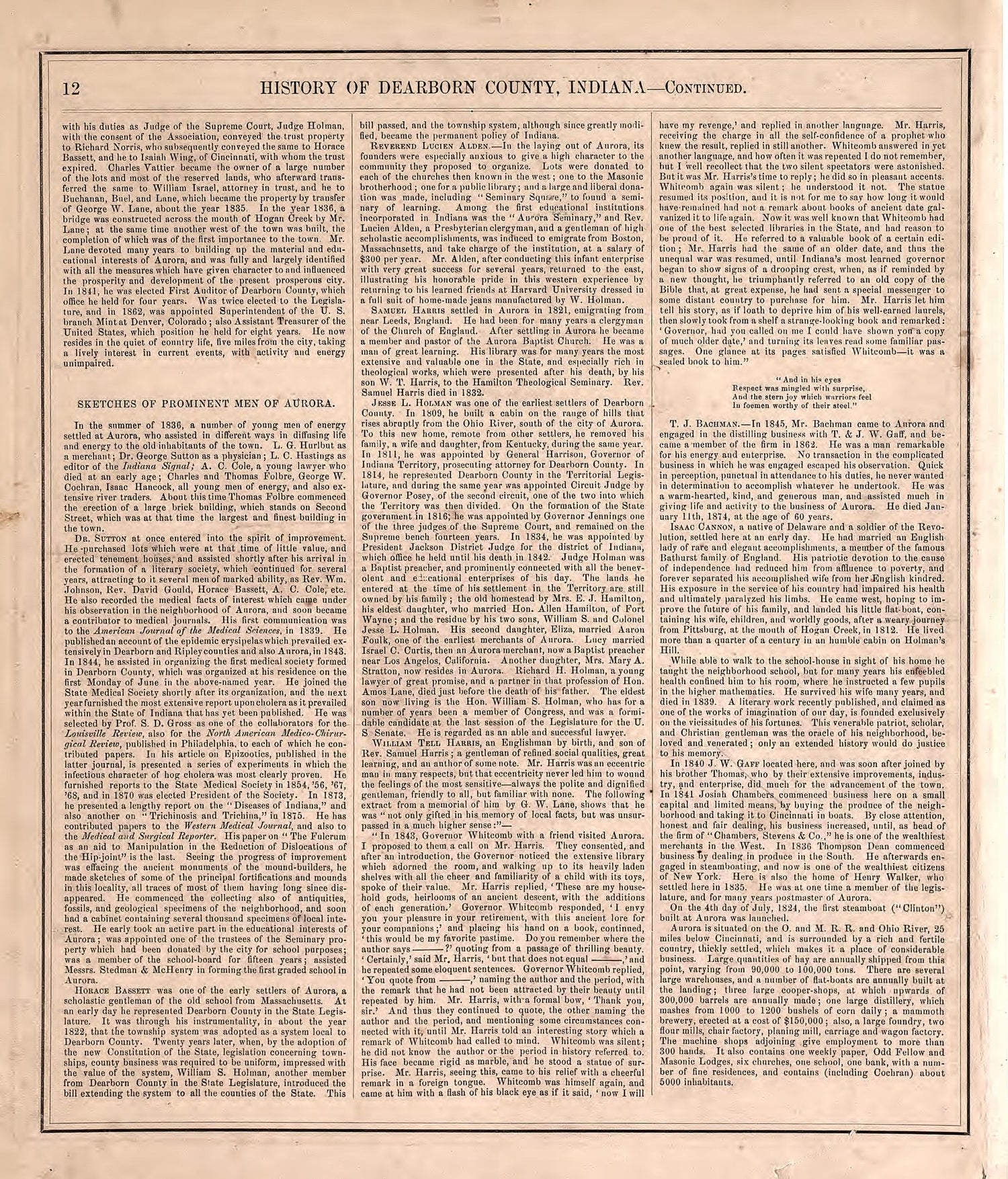 History of Dearborn County--continued from Atlas of Dearborn County, Indiana : to Which Is Added a Map of the State of Indiana, Also an Outline and Rail Road Map of the United States 1875 by Relic Map Company