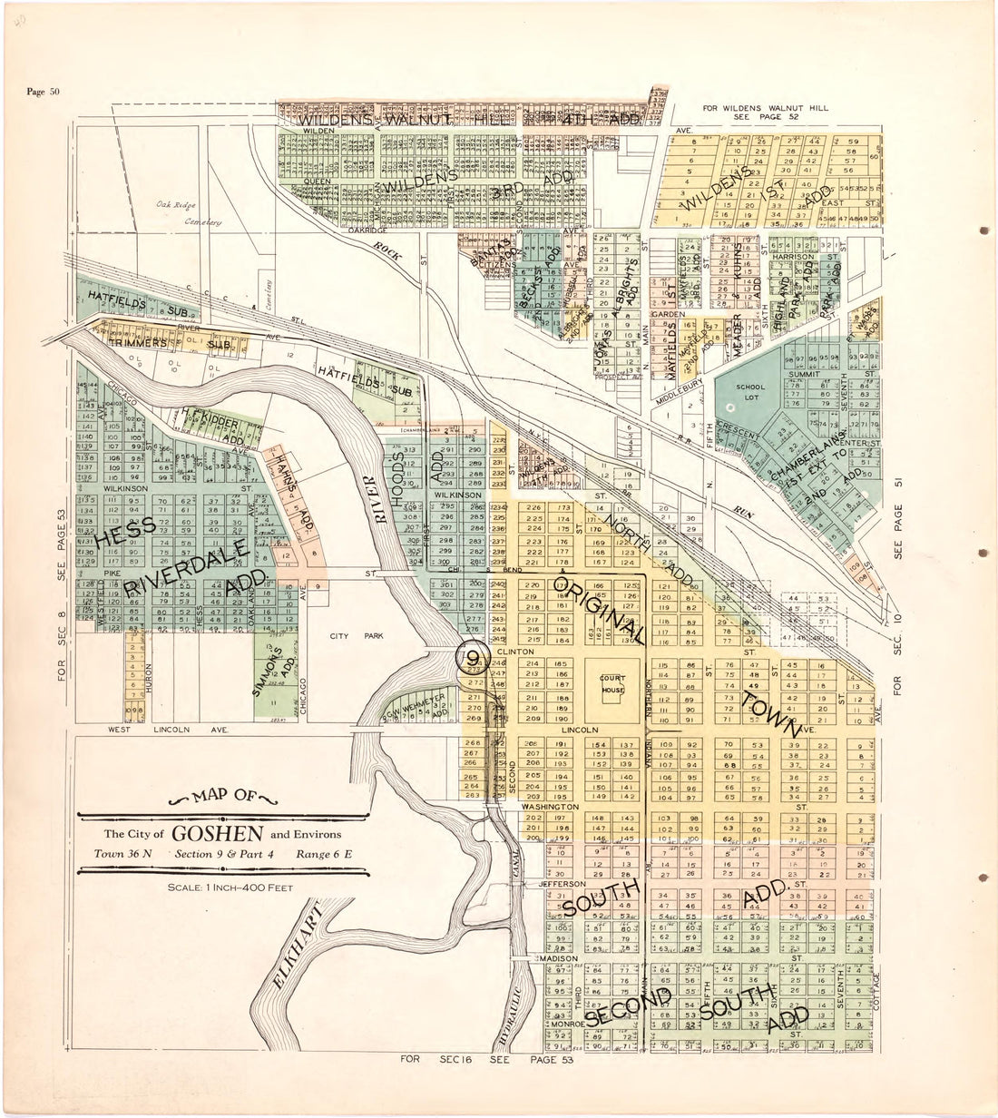 Map of the City of Goshen &amp; Environs from Atlas and Plat Book of Elkhart County, Indiana : Compiled from Surveys and the Public Records of Elkhart County, Indiana 1929 by Relic Map Company
