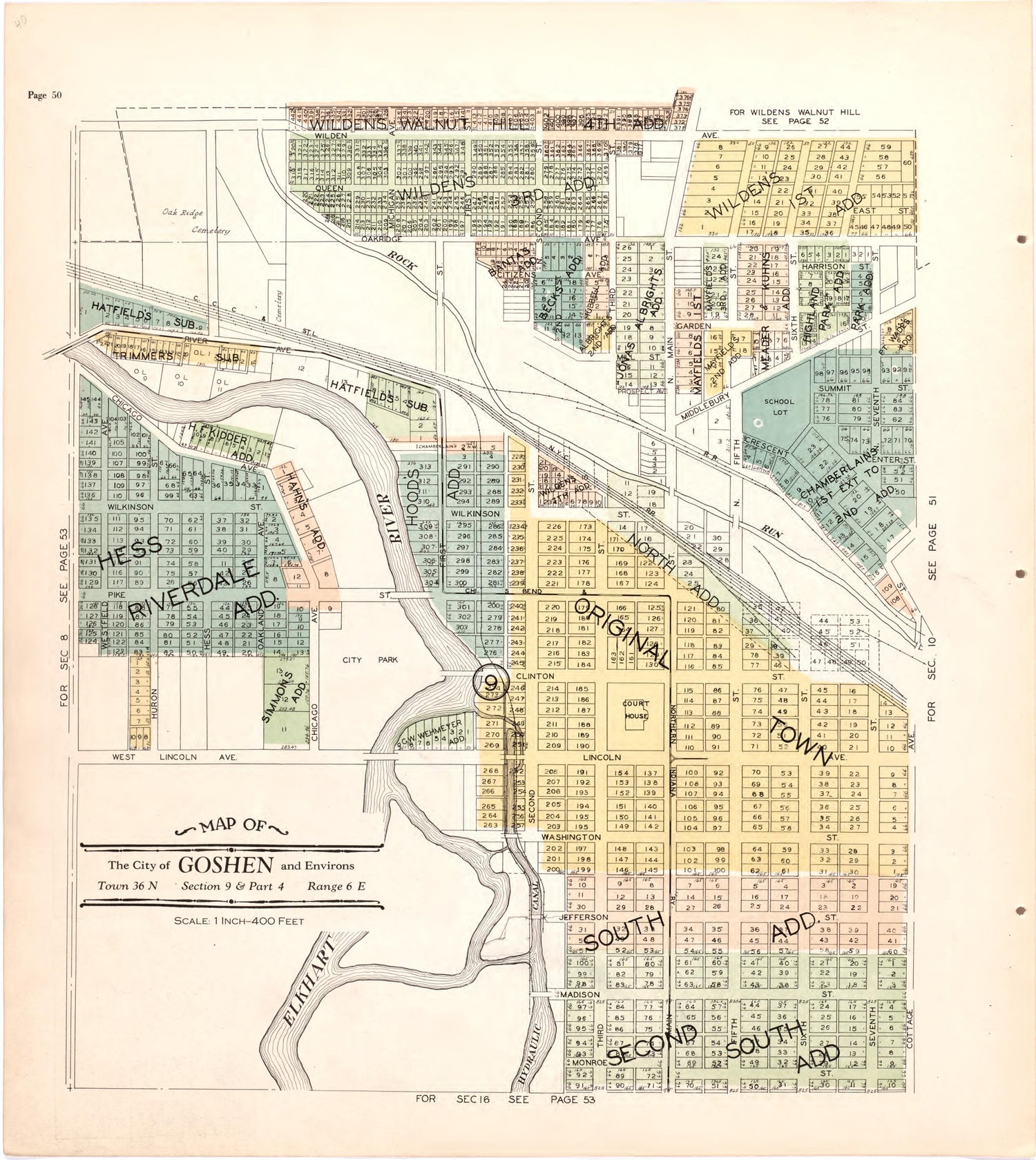 Map of the City of Goshen &amp; Environs from Atlas and Plat Book of Elkhart County, Indiana : Compiled from Surveys and the Public Records of Elkhart County, Indiana 1929 by Relic Map Company