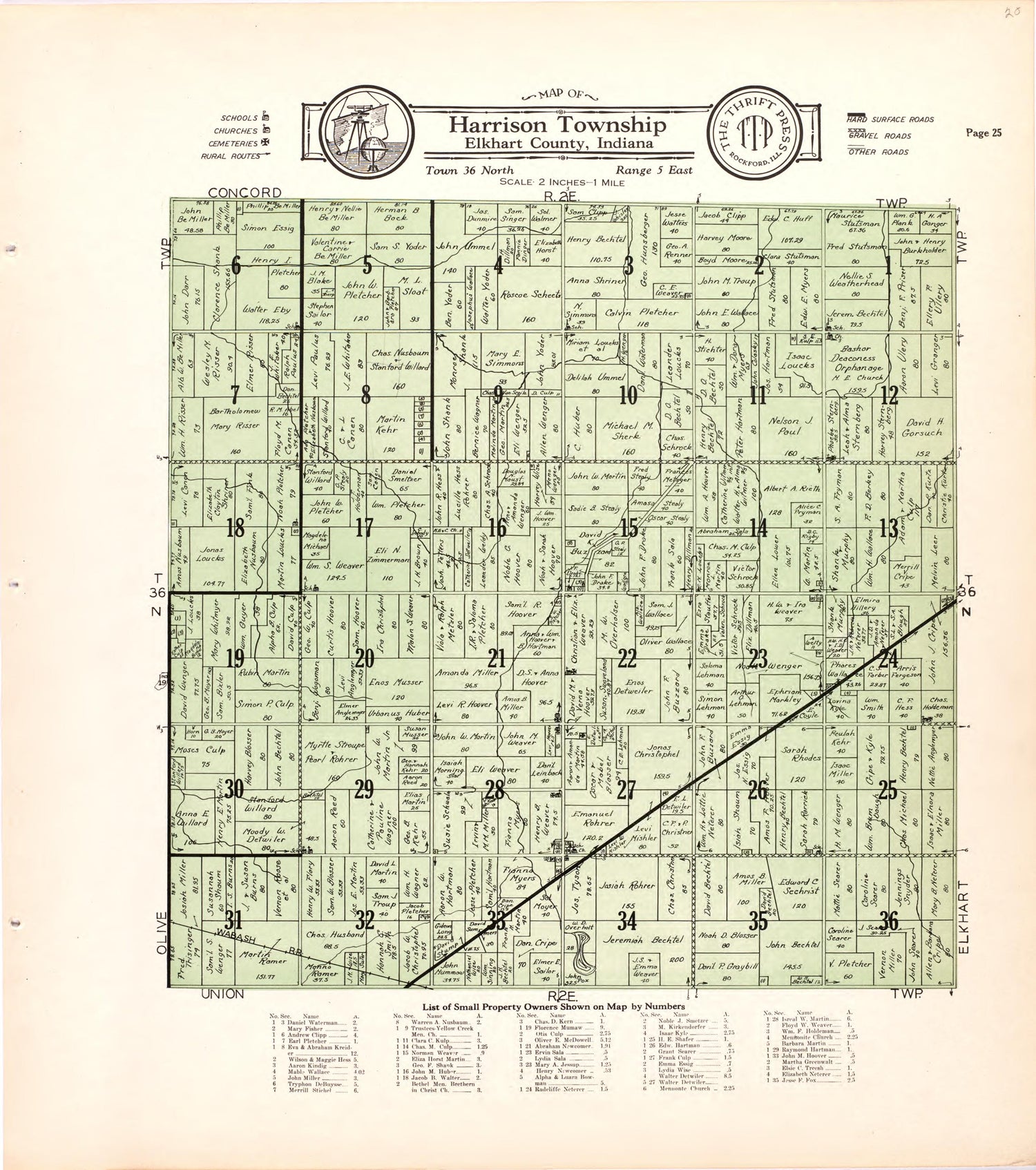 Map of Harrison Township Elkhart County, Indiana from Atlas and Plat Book of Elkhart County, Indiana : Compiled from Surveys and the Public Records of Elkhart County, Indiana 1929 by Relic Map Company