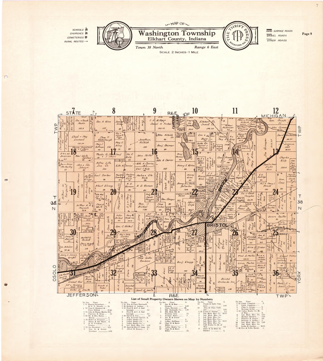 Map of Washington Township Elkhart County, Indiana from Atlas and Plat Book of Elkhart County, Indiana : Compiled from Surveys and the Public Records of Elkhart County, Indiana 1929 by Relic Map Company