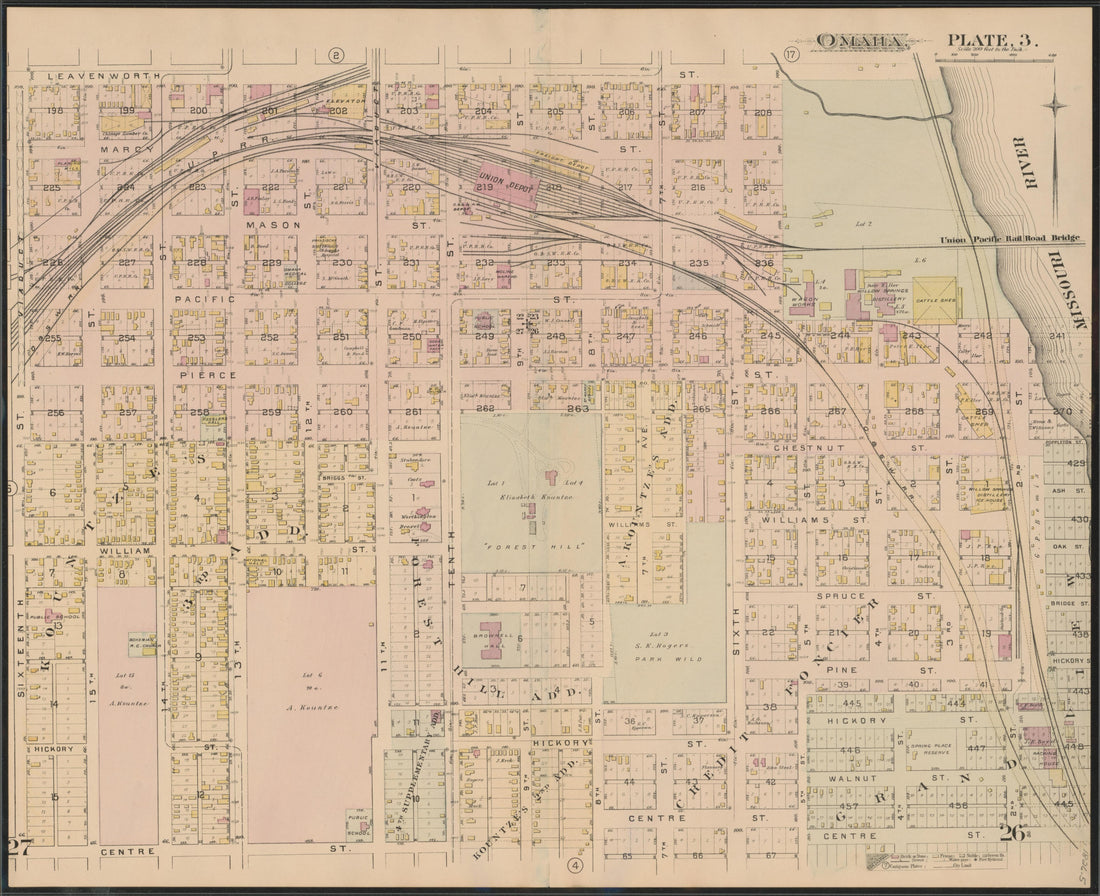 This old map of Nebraska, Omaha, Omaha Metropolitan Area,  was created by Hopkins, Griffith Morgan in 1887