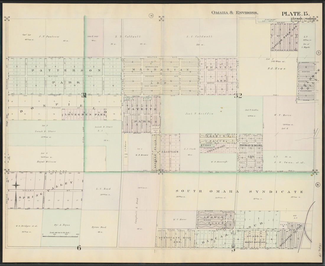 This old map of Nebraska, Omaha, Omaha Metropolitan Area,  was created by Hopkins, Griffith Morgan in 1887