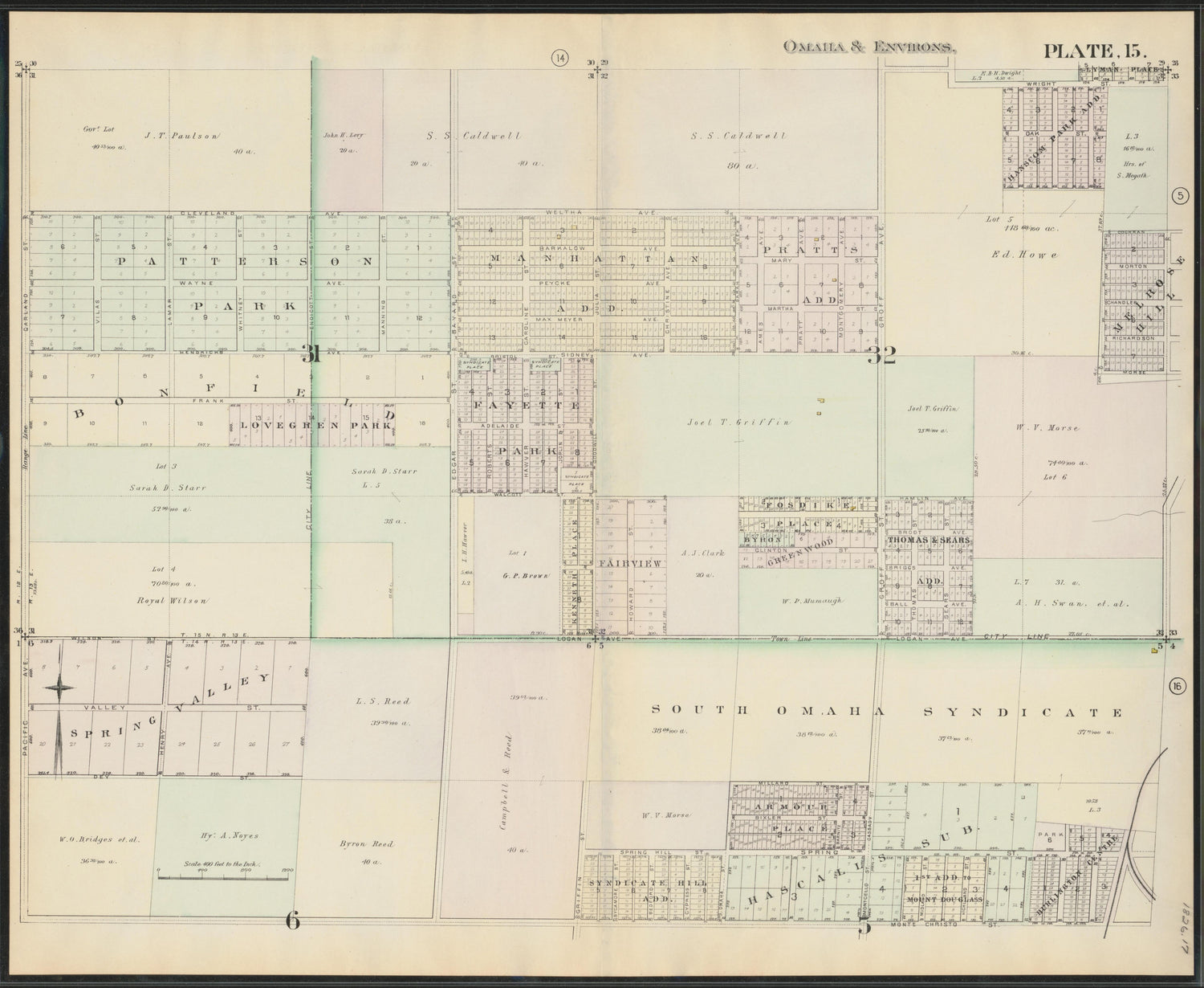 Image 17 of a Complete Set of Surveys and Plats of Properties In the City of Omaha and Environs, Nebraska (maps Only) from a Complete Set of Surveys and Plats of Properties In the City of Omaha and Environs, Nebraska 1887 by Relic Map Company